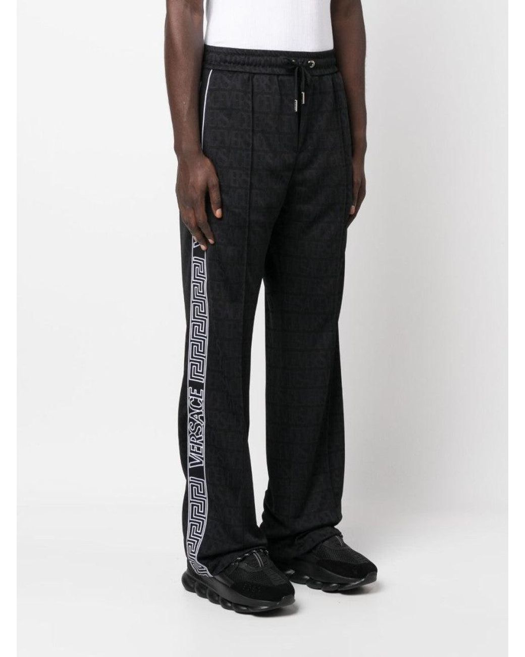 Versace Black Logo Pattern Joggers for men