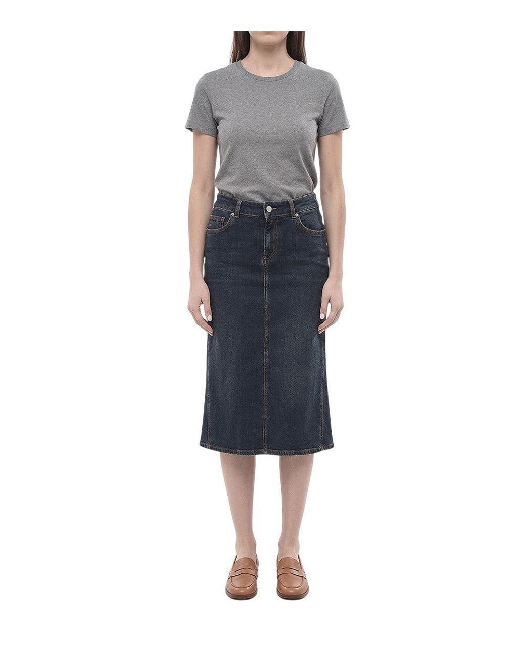 McQueen Blue Solid Calf Length Skirt