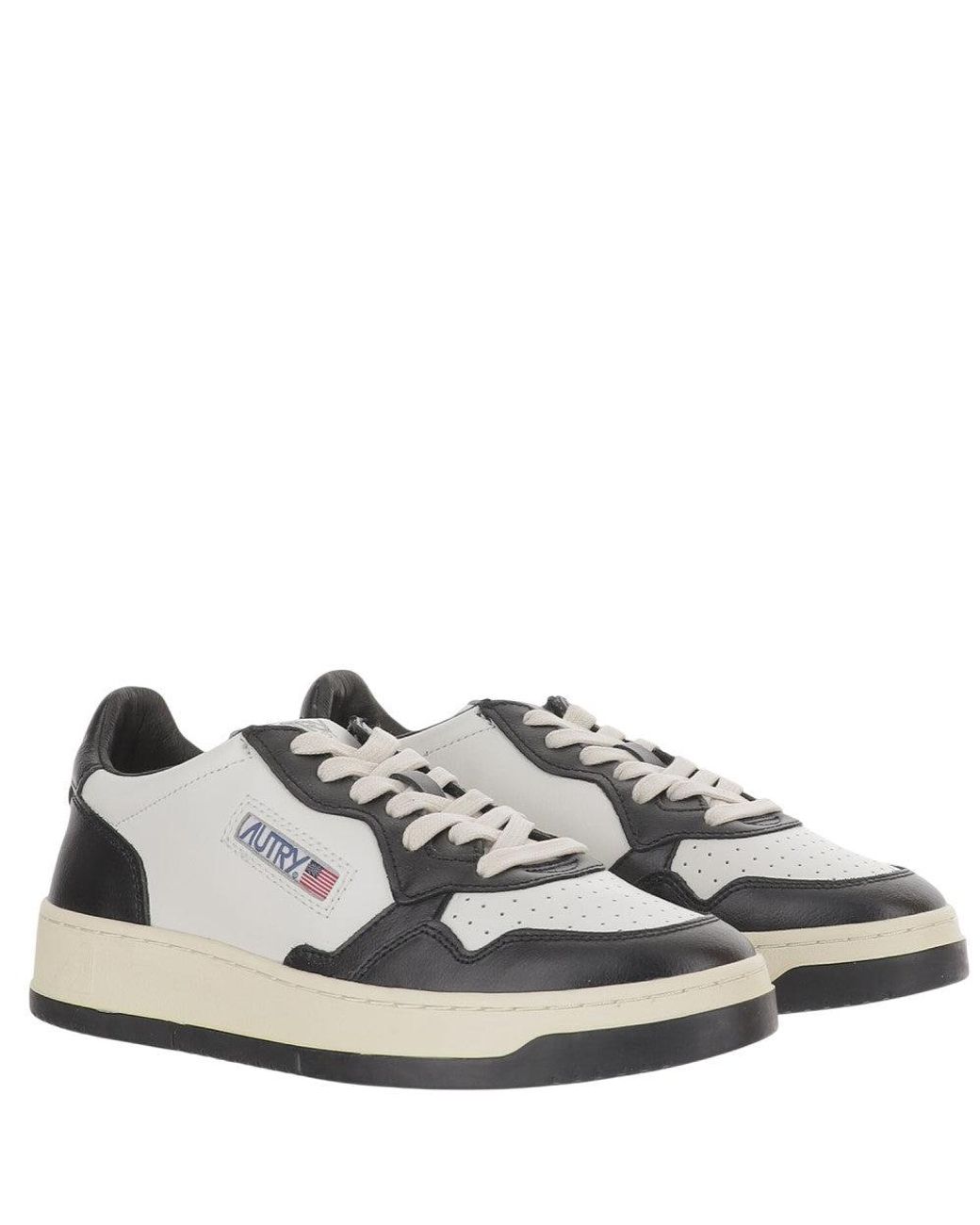 Autry Gray Low-Top Leather Sneakers With Panel Design And Logo Accents