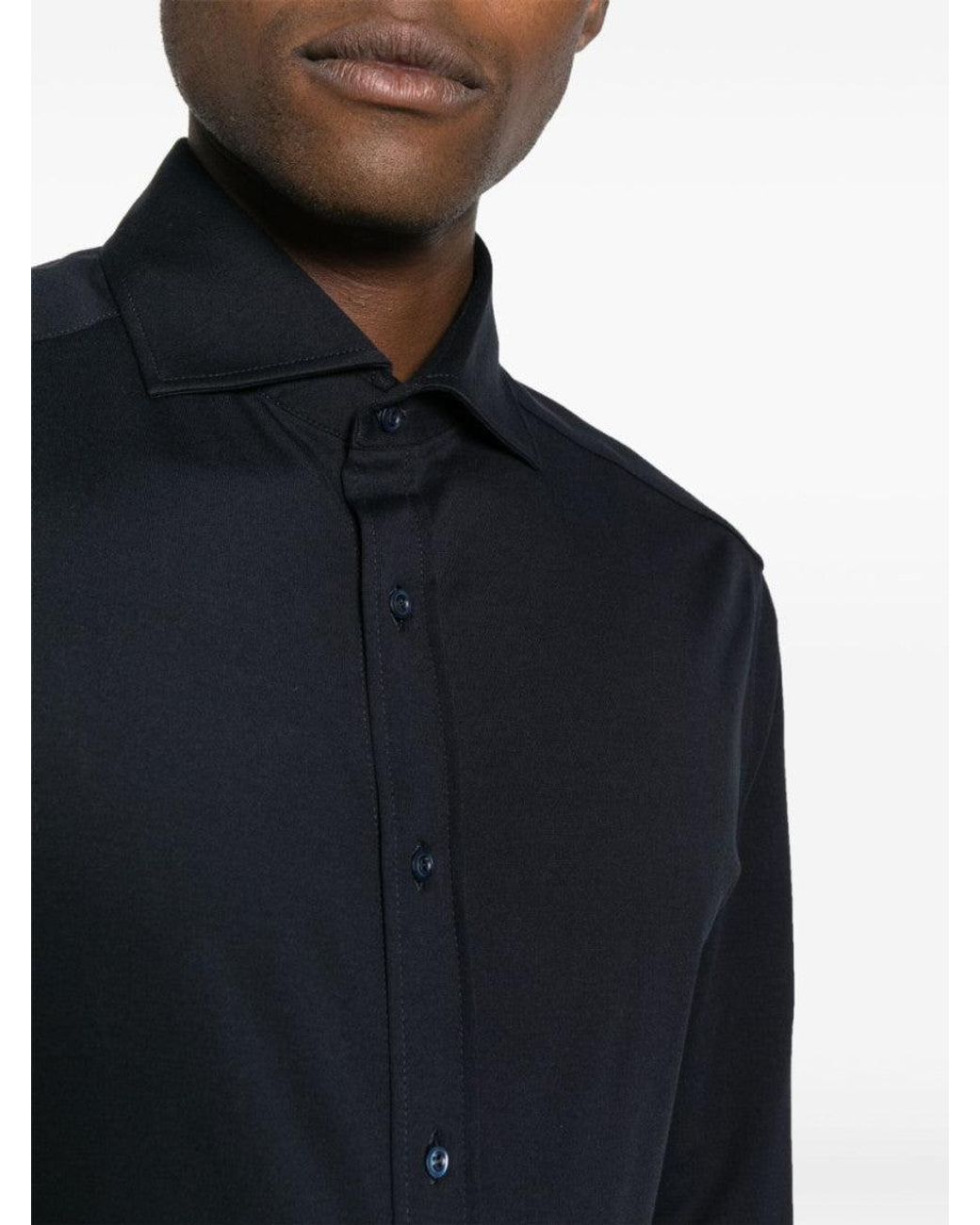 Brunello Cucinelli Blue Front Button Down Shirt for men