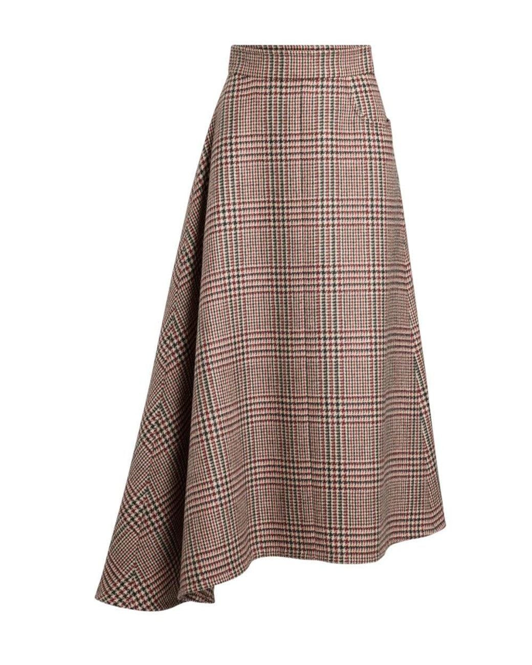 Patou Brown Plaid Midi Skirt