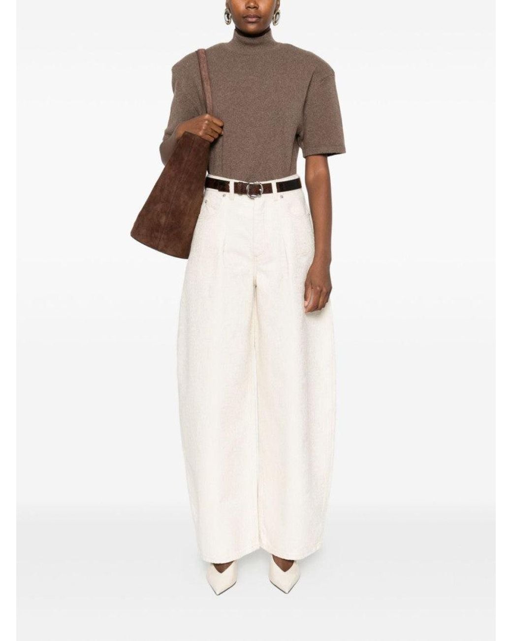 Jacquemus Brown Mock Neck Wool Top