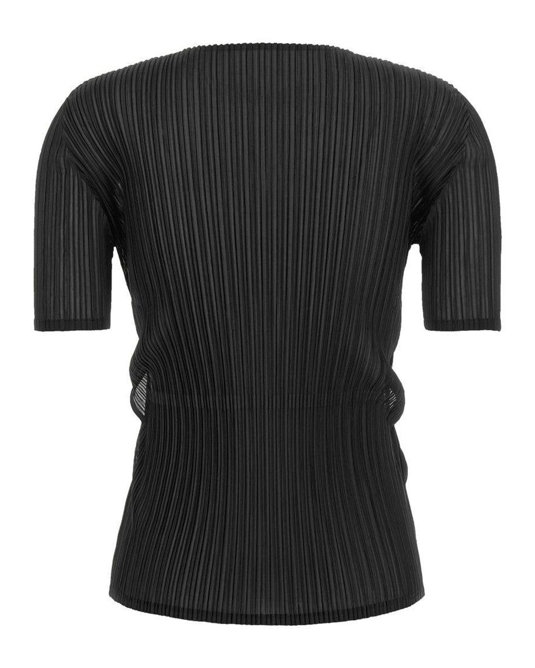 Issey Miyake Black 'Sheer Slit Pleats' Top