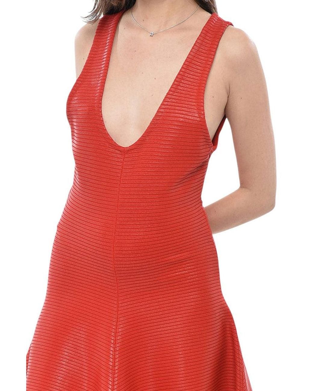 Alaïa Red V Neck Mini Dress