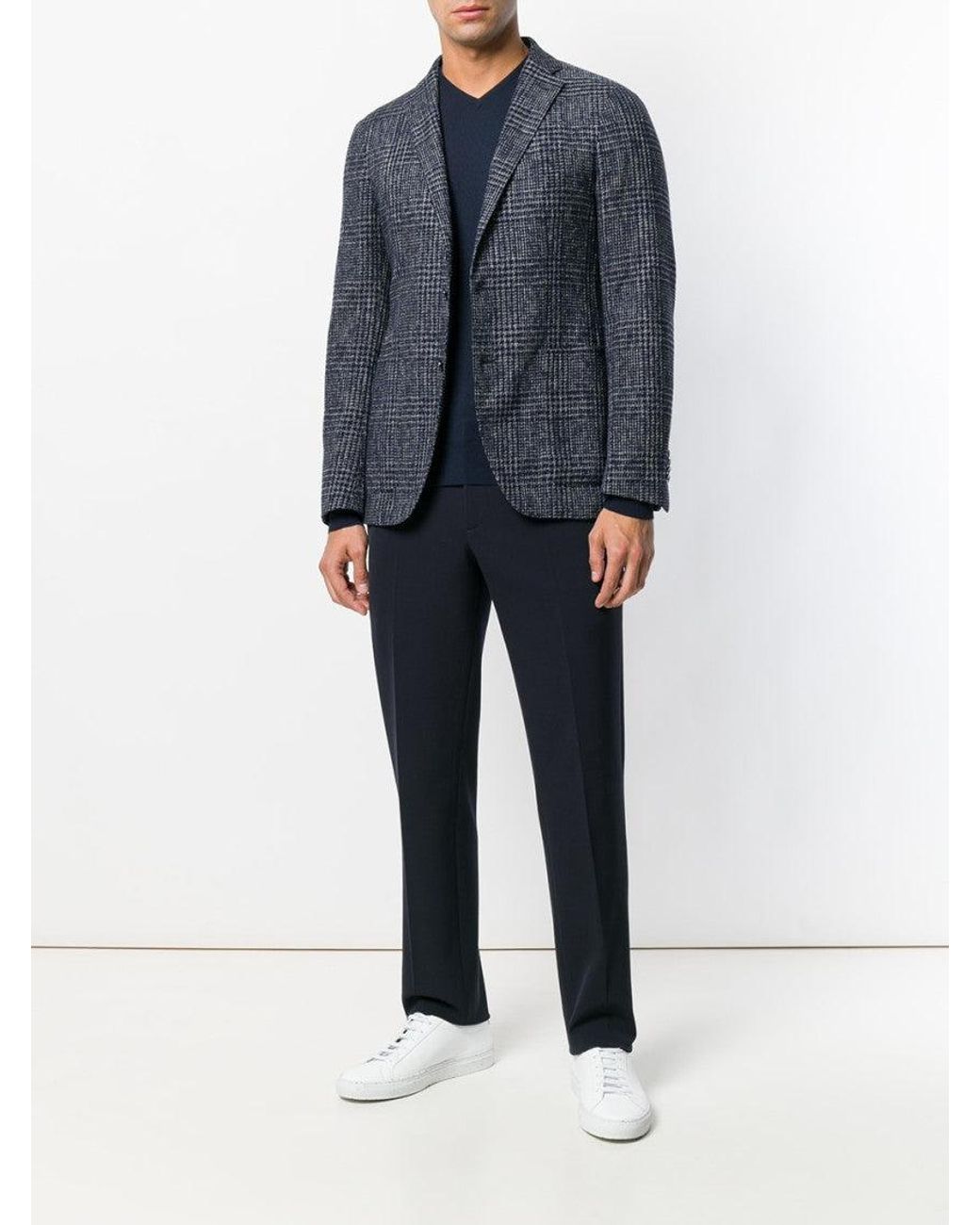 John Smedley Blue V-Neck Sweater for men