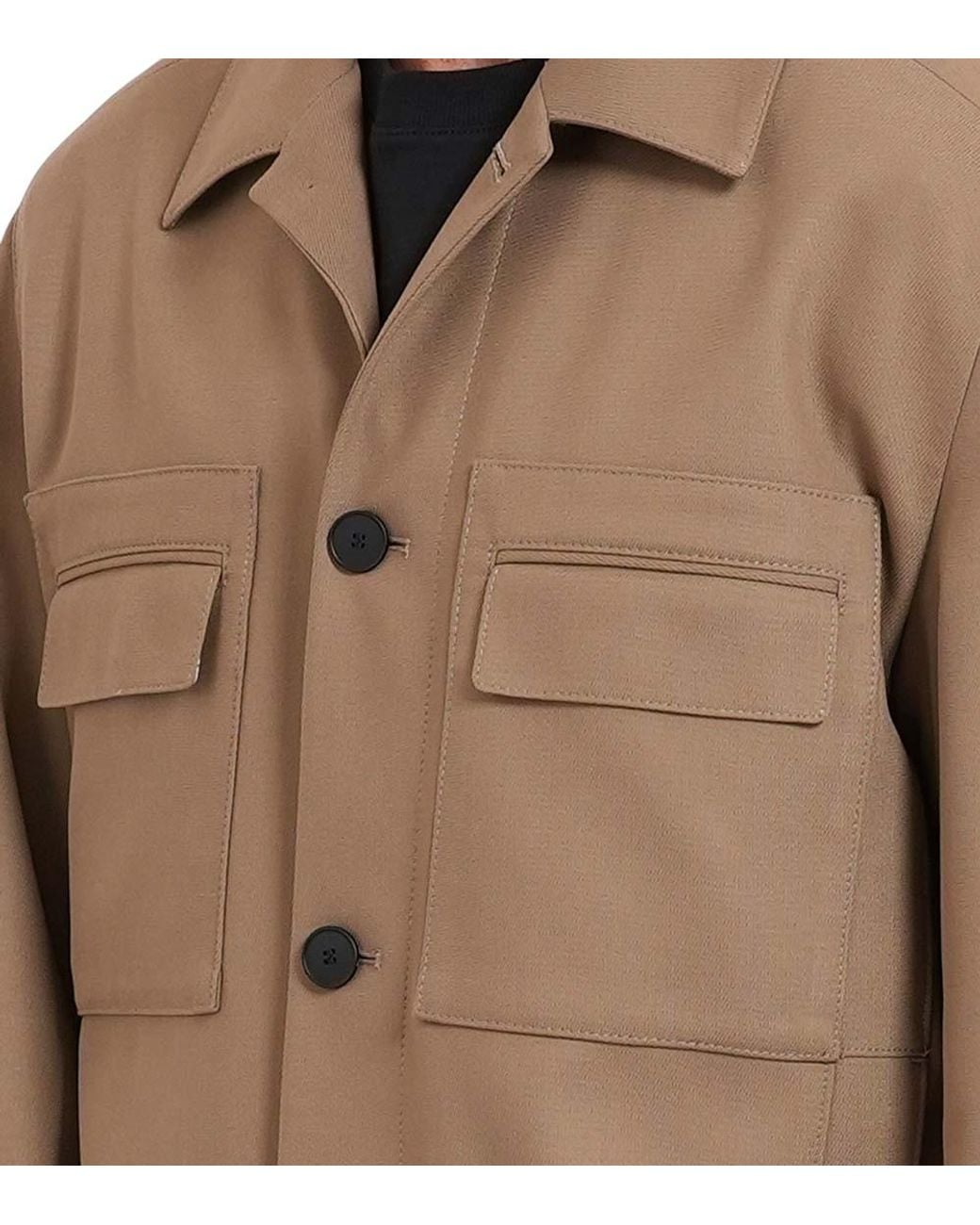 HUGO Brown Solid Shirt Collar Jacket for men