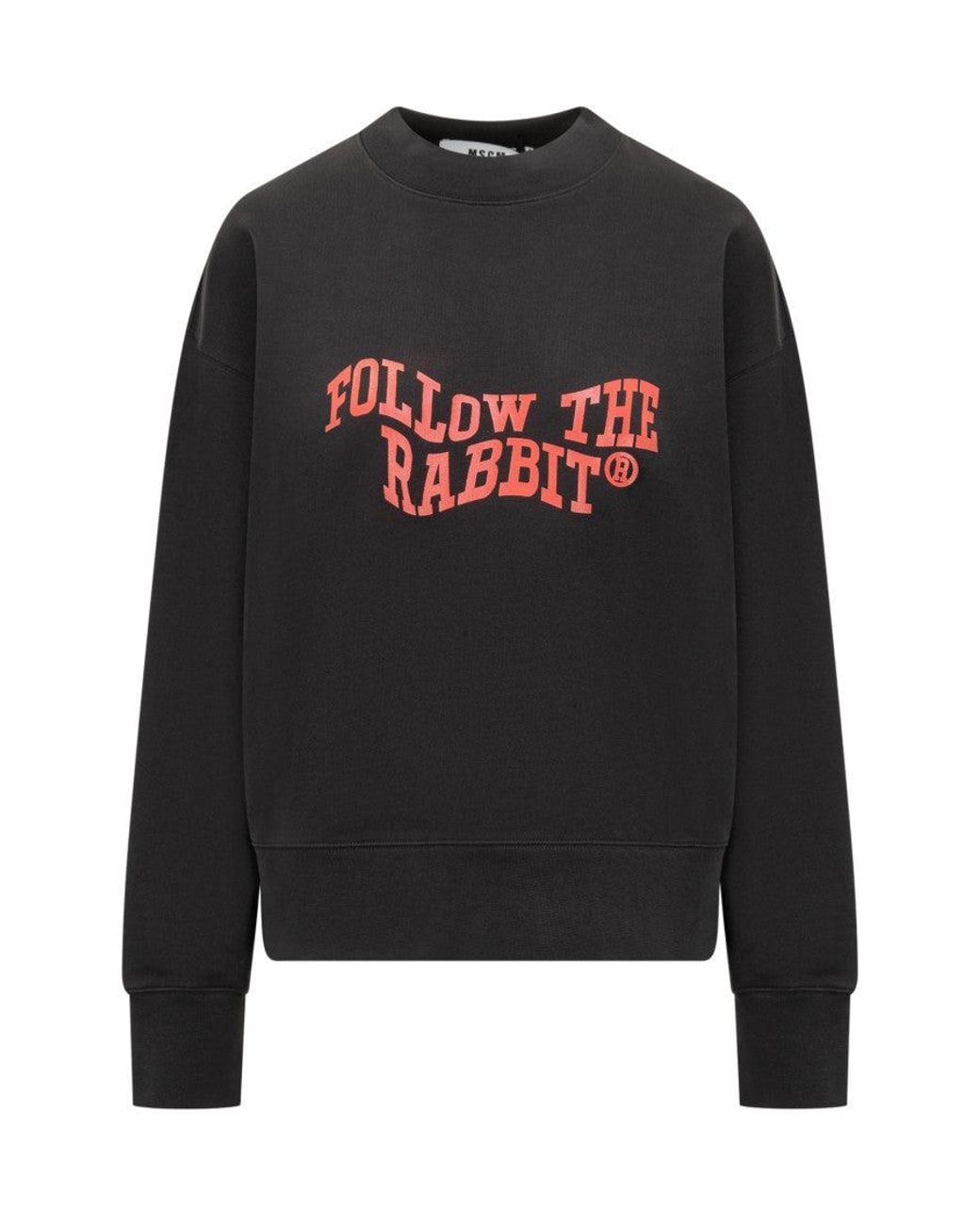 MSGM Black Graphic Crew Neck Sweatshirt