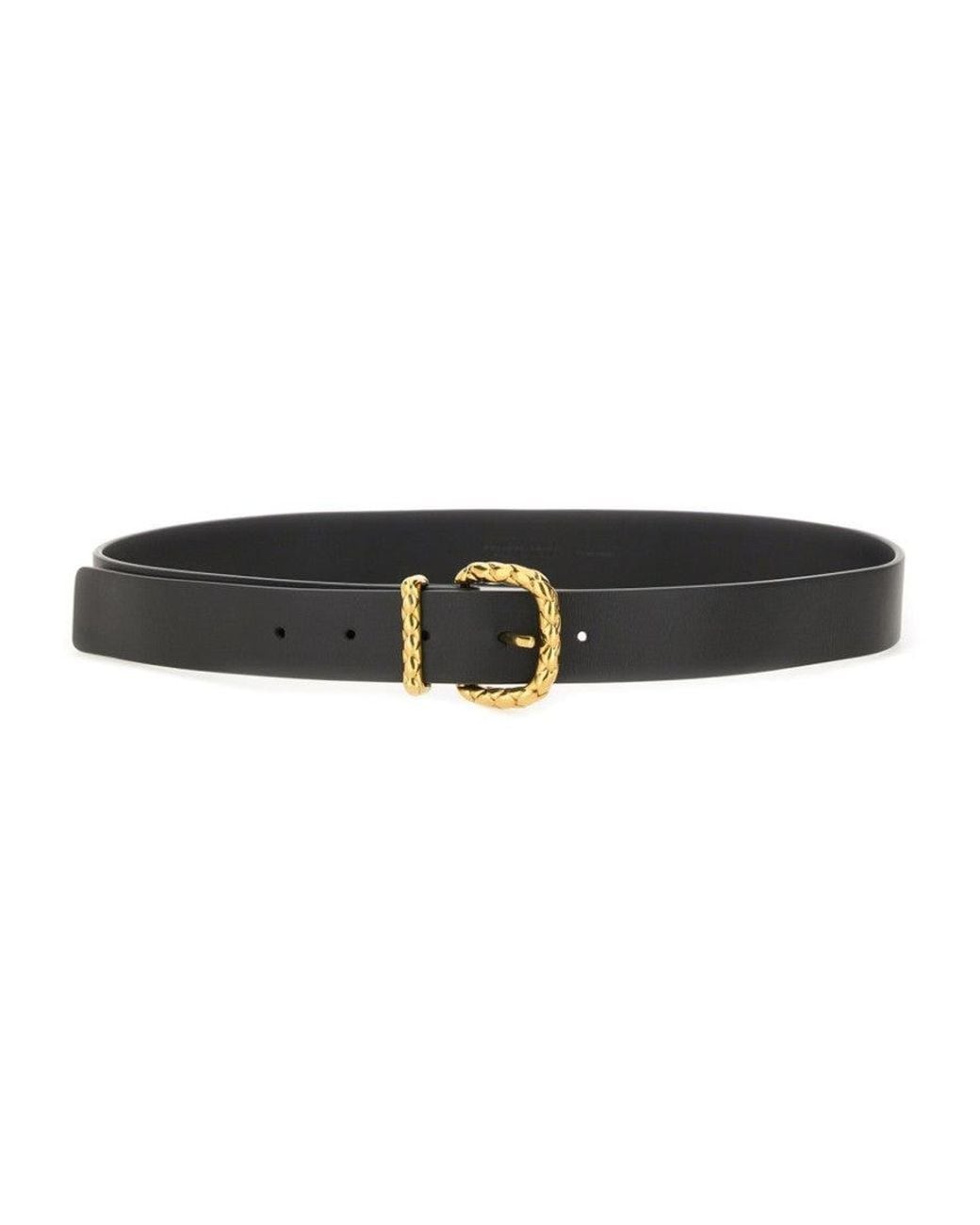 Bottega Veneta Black Logo Buckle Belt
