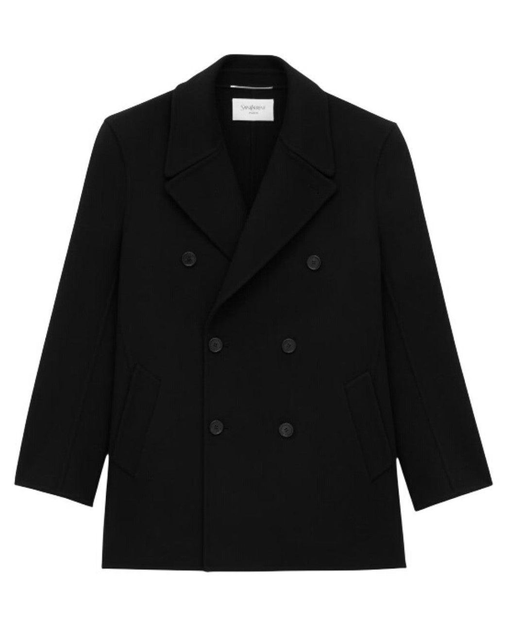 Saint Laurent Black Double Breasted Coat for men