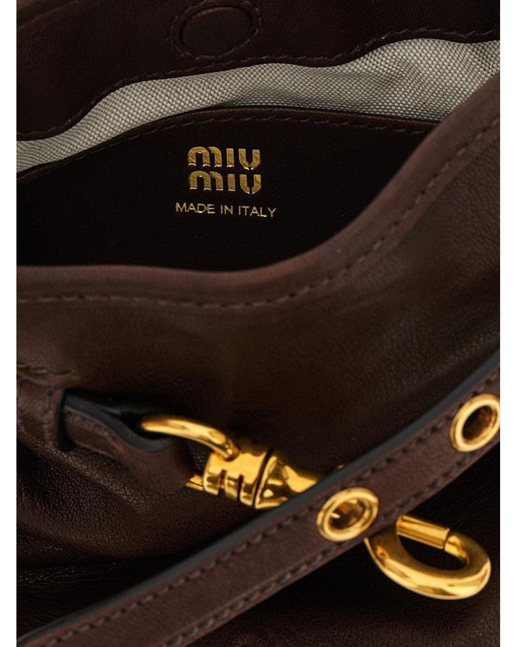 Miu Miu Brown Dark Logo Bucket Bag