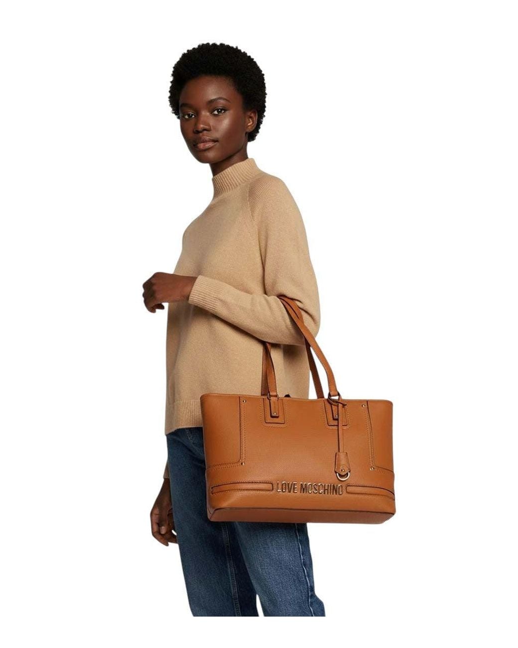 Love Moschino Brown Logo Large Tote