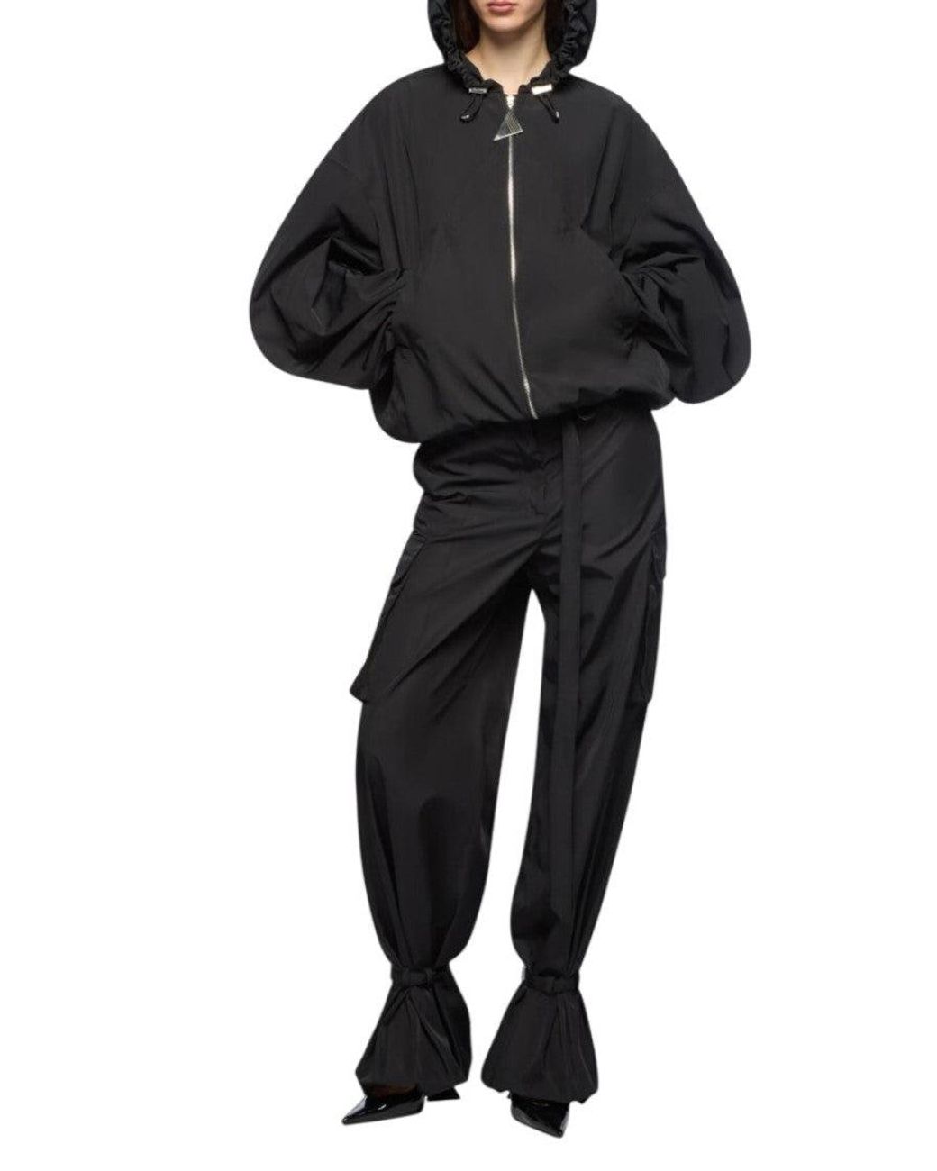 The Attico Black Solid Hood Jacket