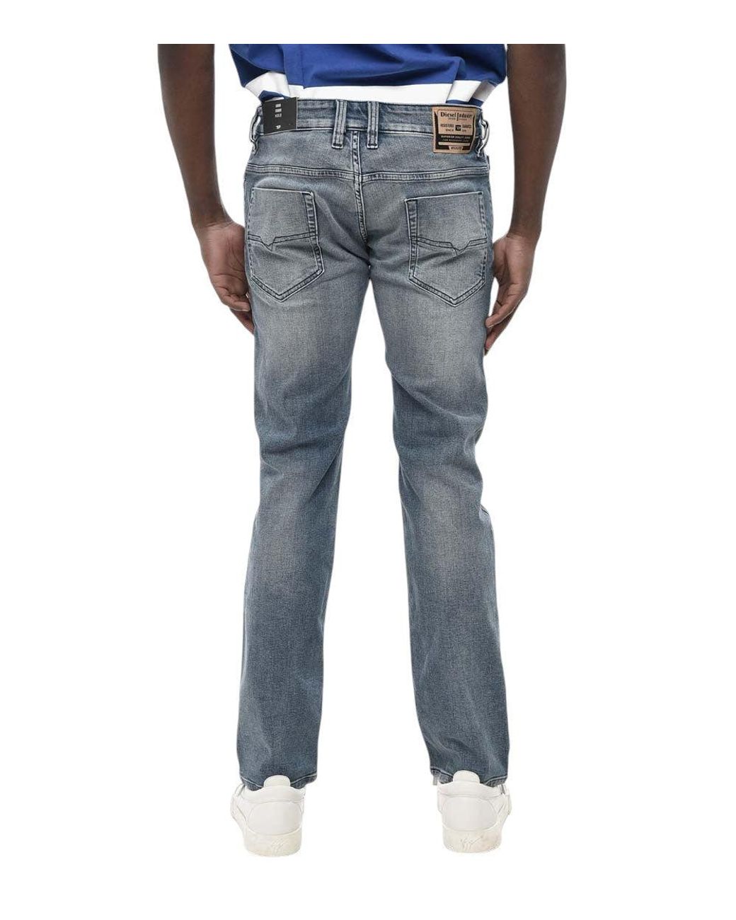 DIESEL Blue Straight Mid Rise Jeans for men
