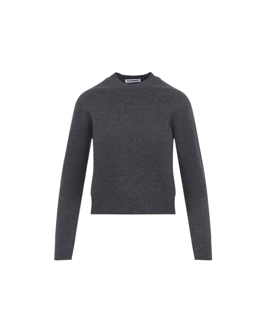 Jil Sander Blue Solid Crew Neck Sweater