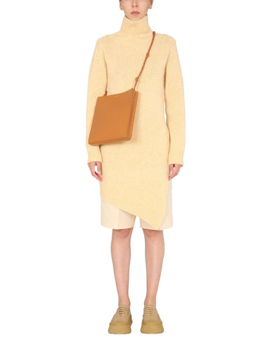 Jil Sander Yellow Knitted Turtle Neck Sweater