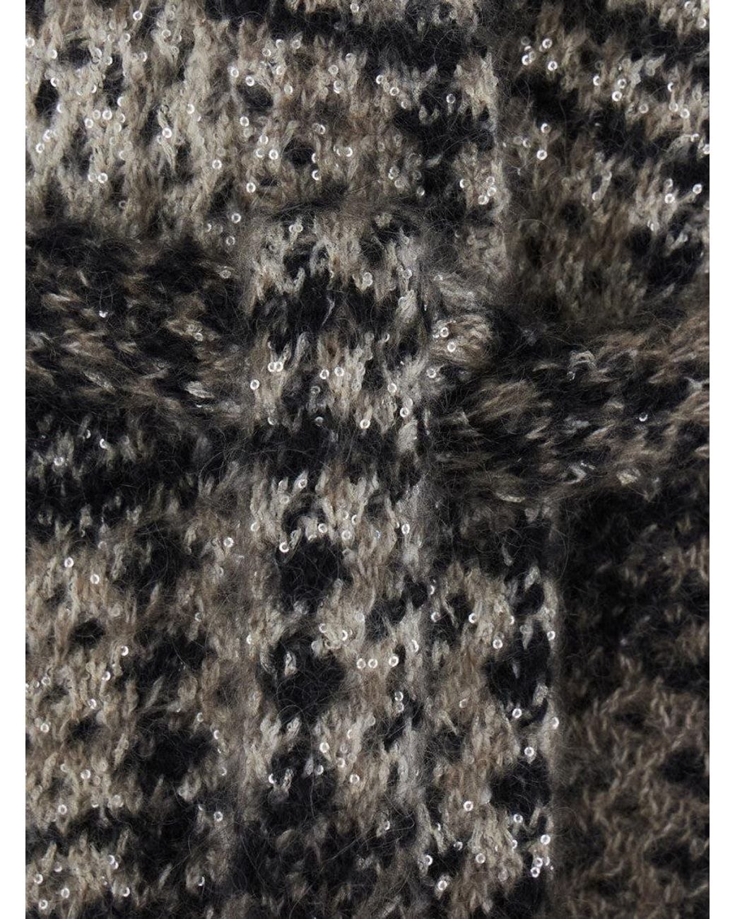 Brunello Cucinelli Gray Brunello Cucinelli Sequin-Embellished Mohair Wool Blend Cardigan
