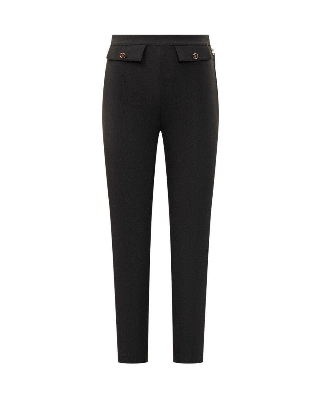 Elisabetta Franchi Black Skinny Flat Front Pants