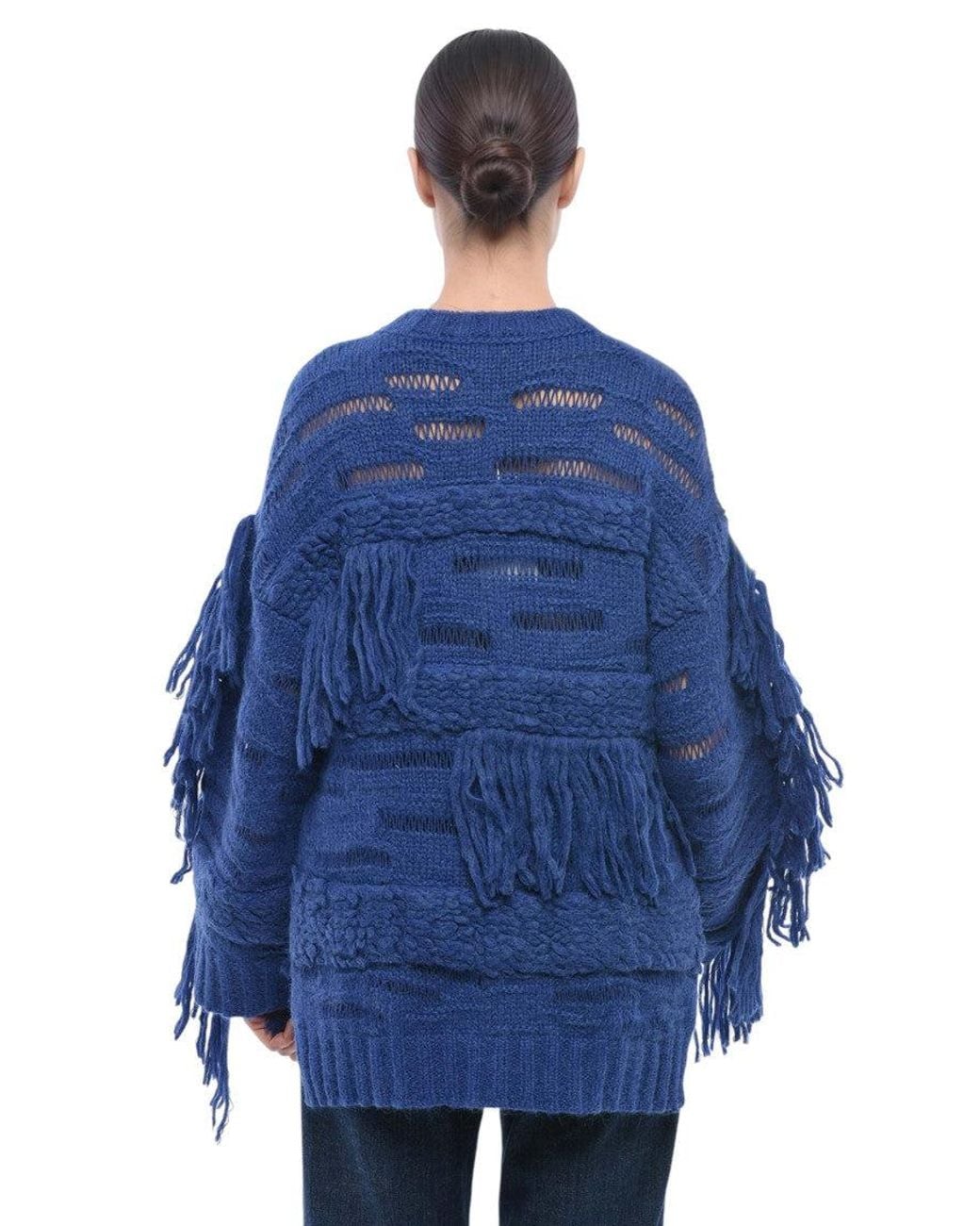 Stella McCartney Blue Textured Crew Neck Sweater