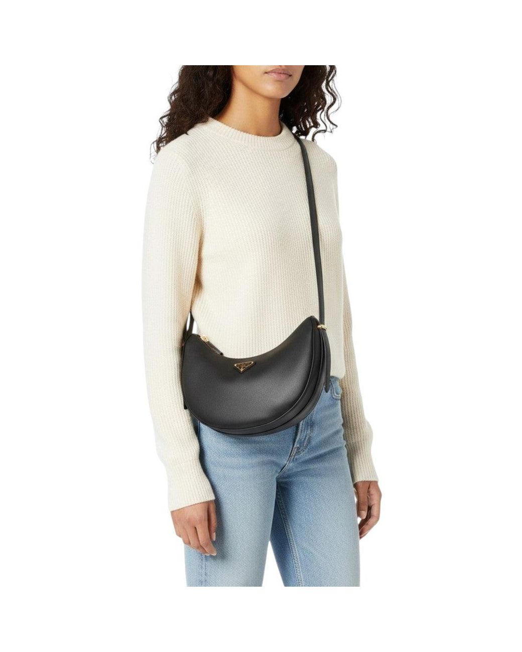 Prada Black Logo Medium Shoulder Bag