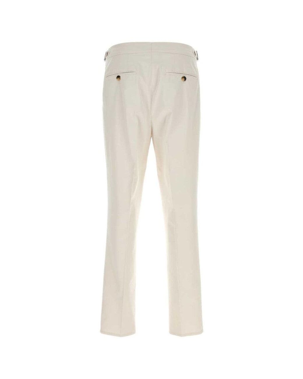 Brunello Cucinelli White Pleated Pants for men