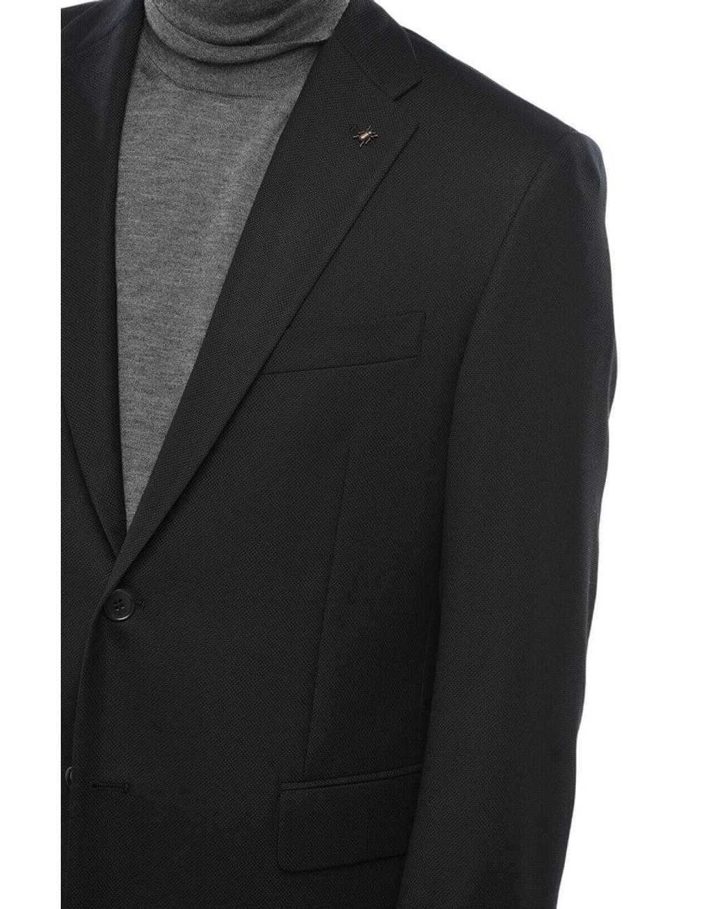 Corneliani Black Notched Lapel Blazer for men
