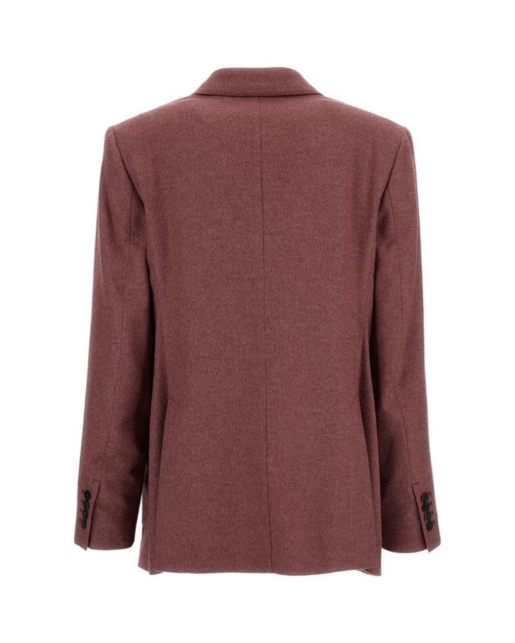 Max Mara Brown Double-Breasted Silk And Cashmere Tailored Jacket