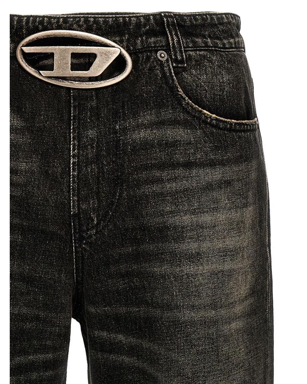 DIESEL Black Straight Mid Rise Jeans for men