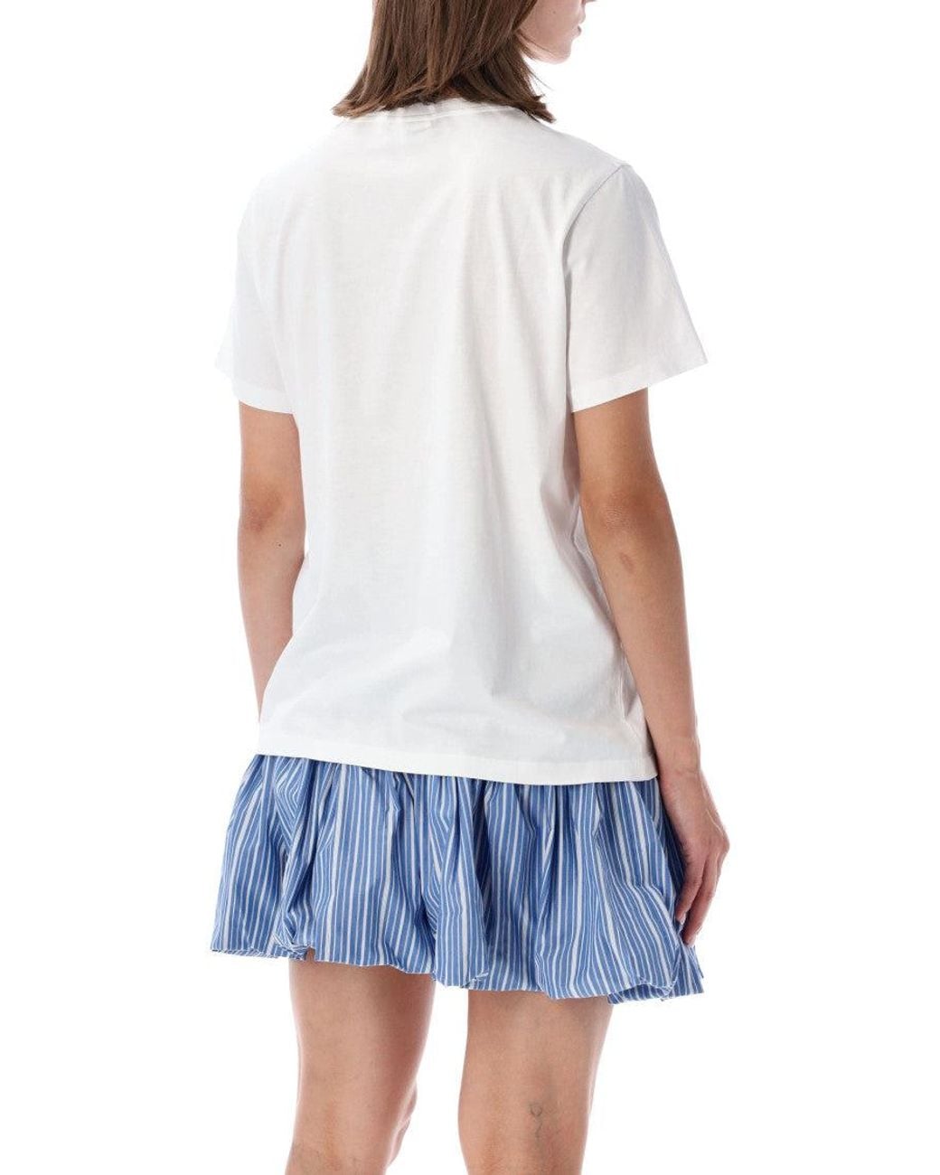 Ganni White Graphic Crew Neck T-Shirt