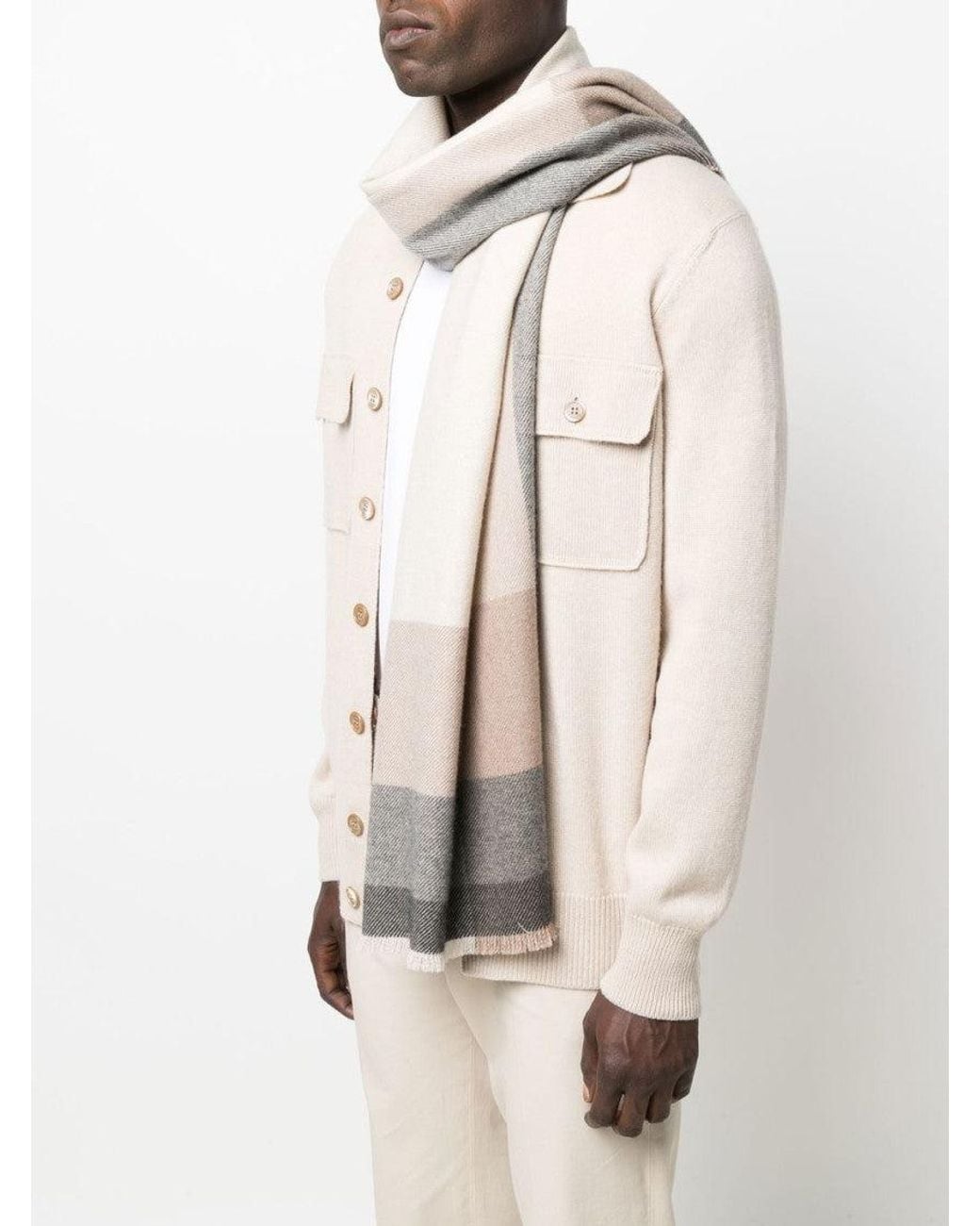 Brunello Cucinelli Natural Striped Scarf for men