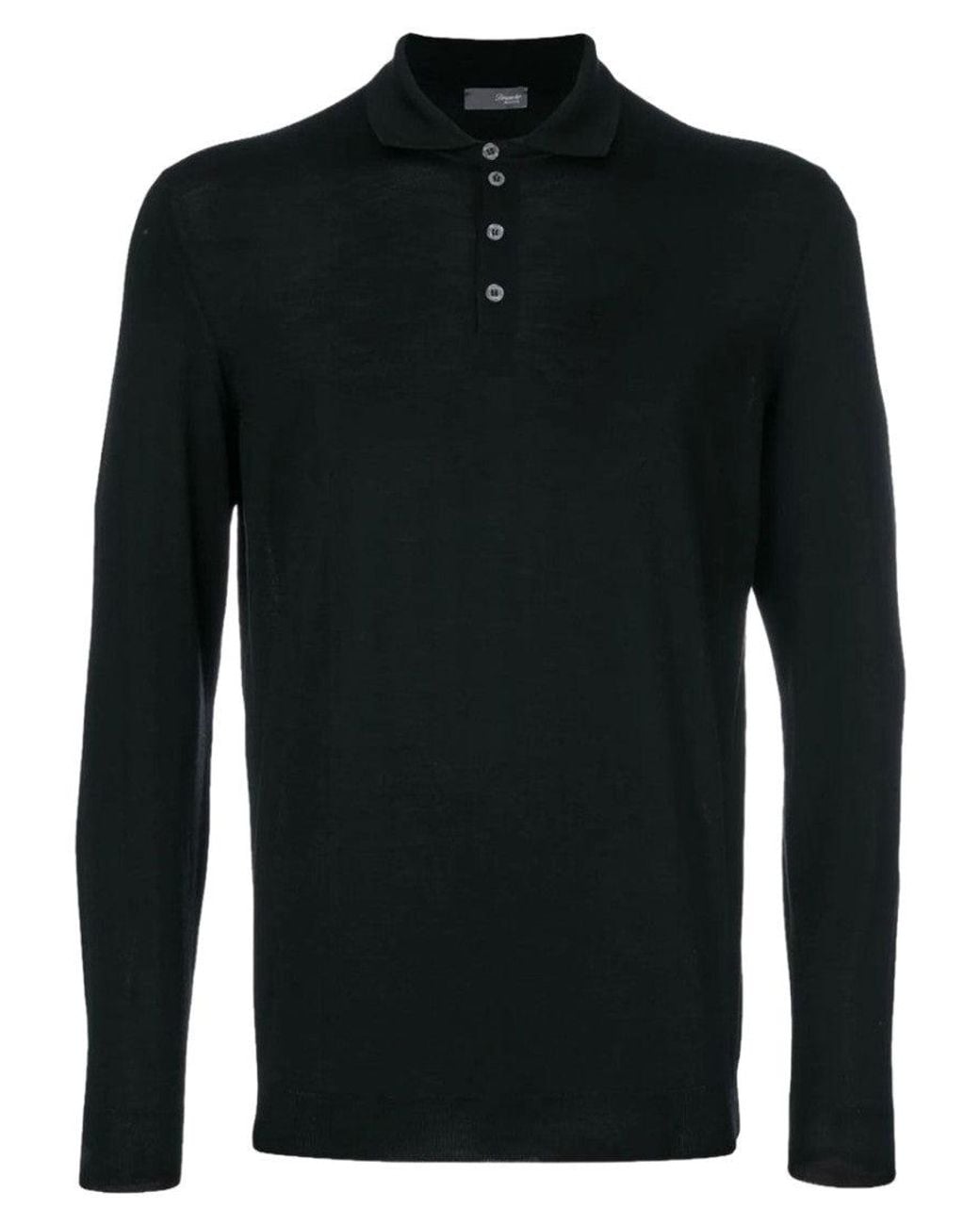 Drumohr Black Solid Polo for men