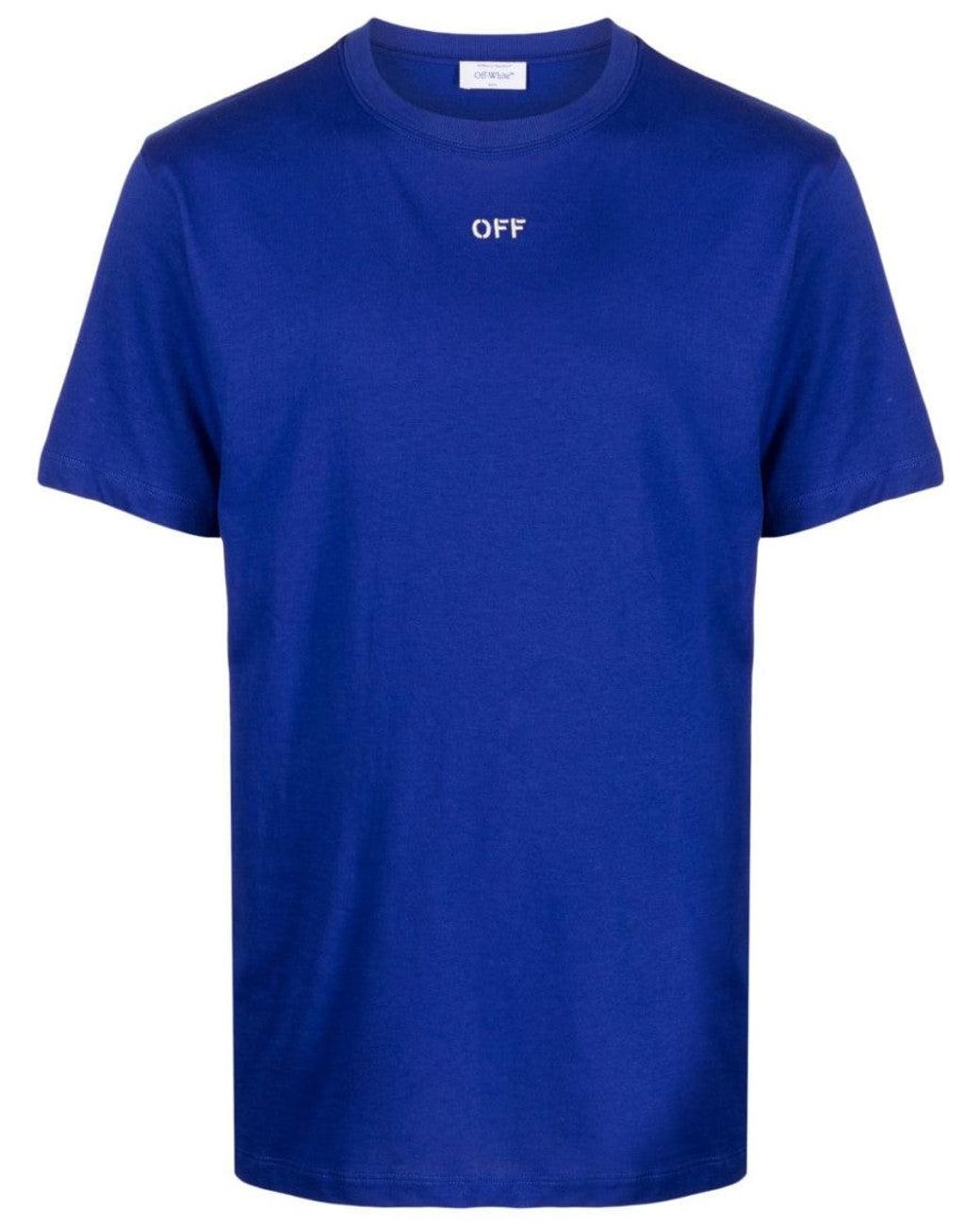 Off-White c/o Virgil Abloh Blue Off- Logo Cotton T-Shirt for men