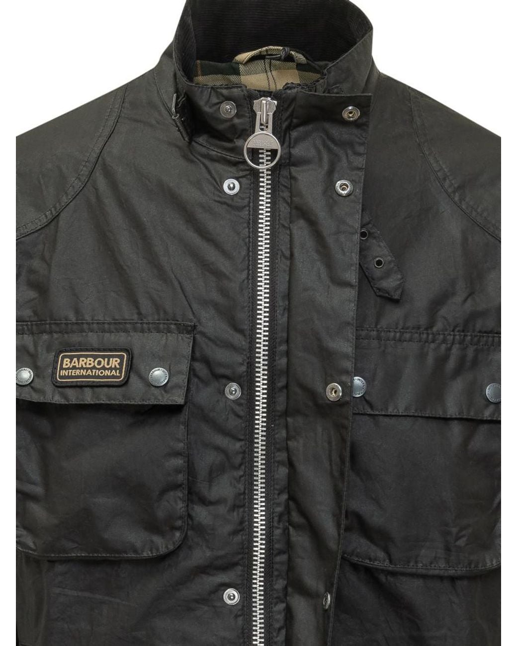 Barbour Black Solid Mandarin Collar Jacket for men