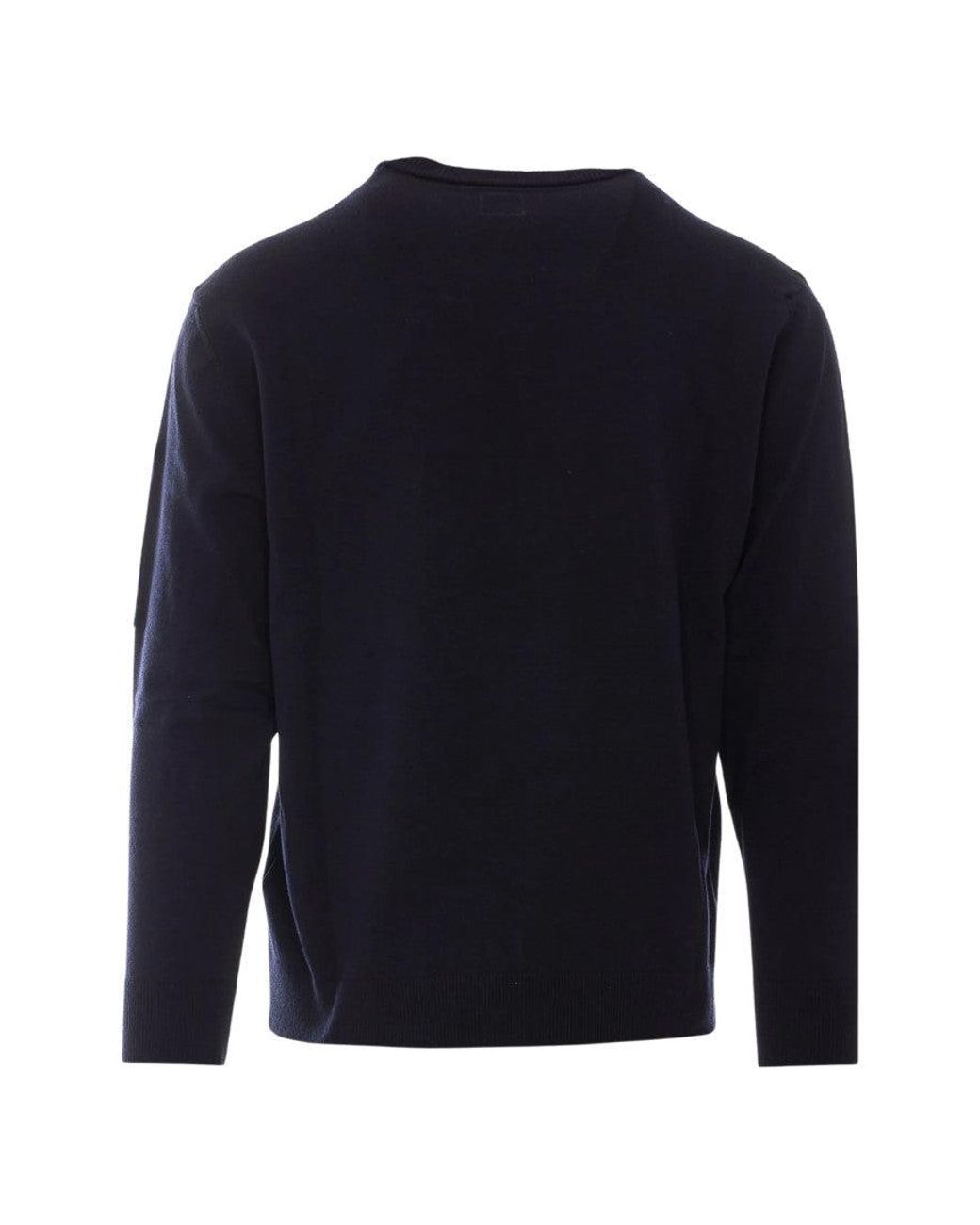 C P Company Blue Logo Crew Neck Sweater for men