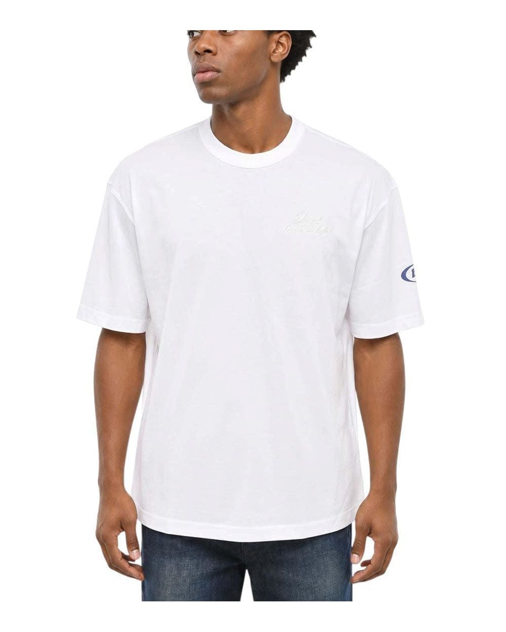DIESEL White Relaxed Logo T-Shirt for men