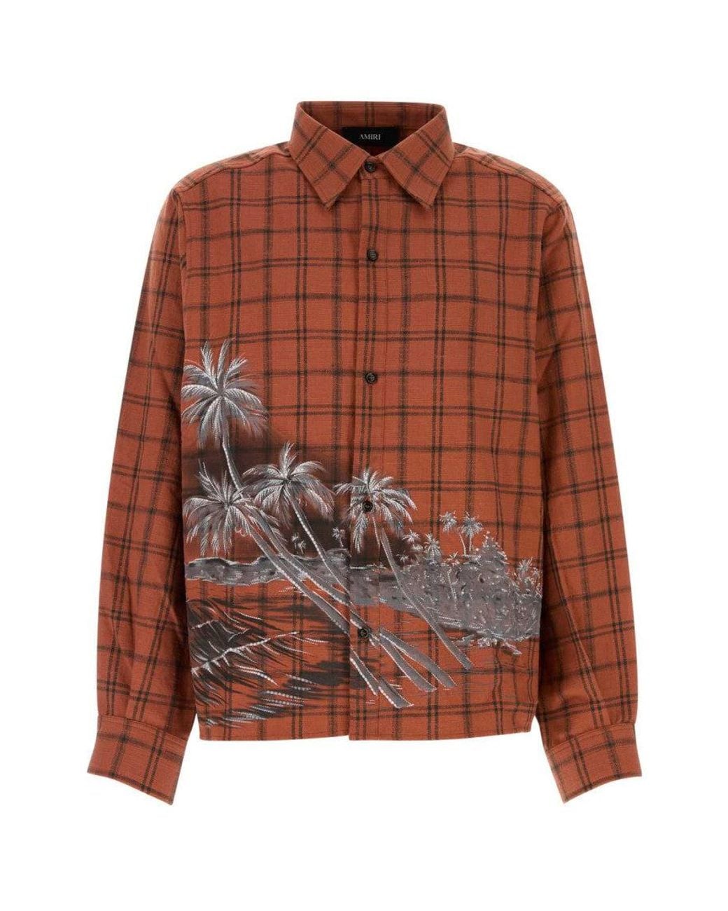 Amiri Brown Palms Flannel Shirt for men
