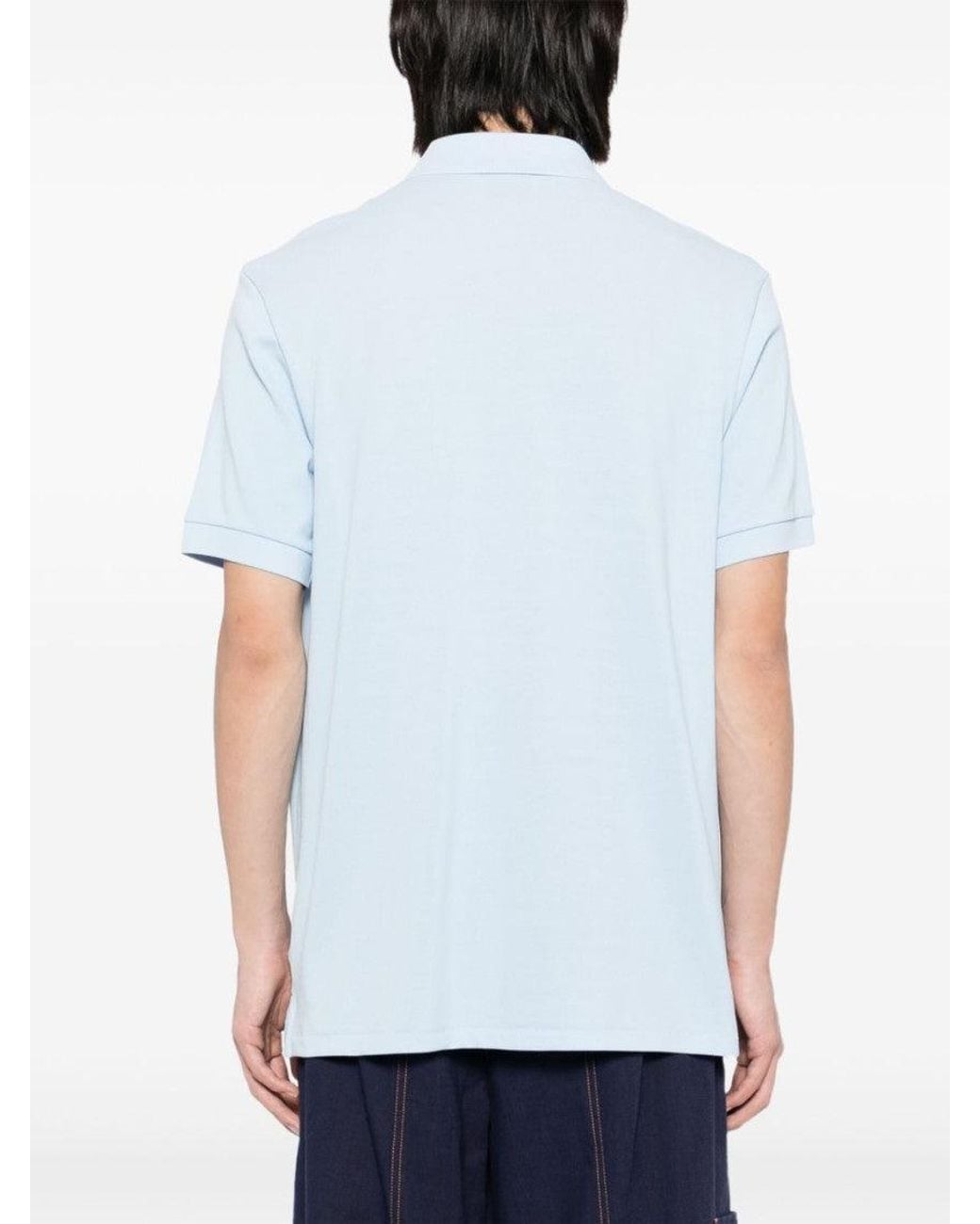 Paul Smith Blue Solid Shirt Collar Polo for men