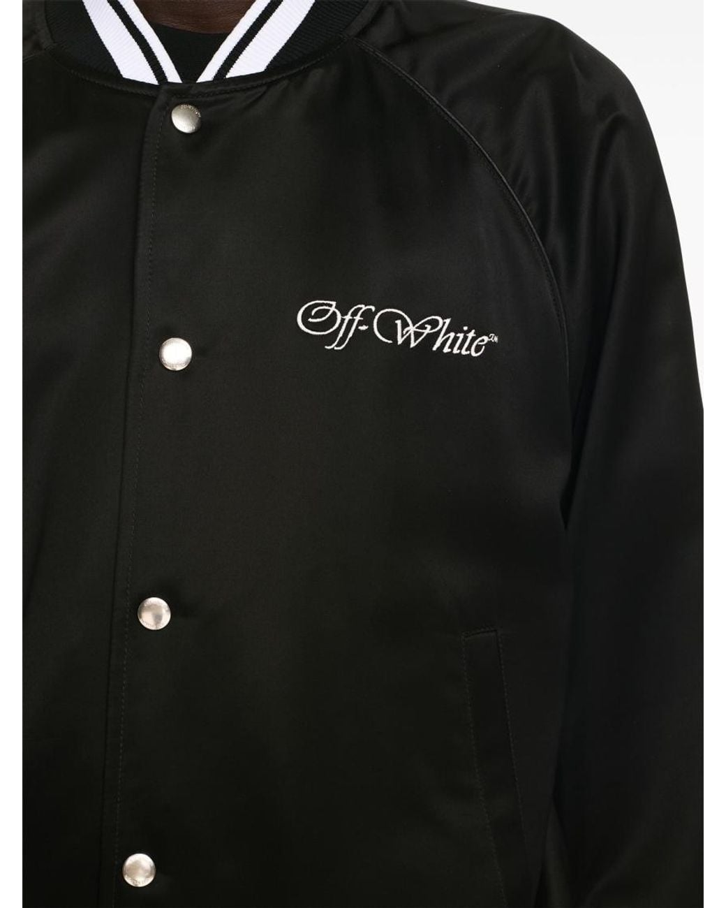 Off-White c/o Virgil Abloh Black Polyester Bomber Jacket With Contrast Detailing for men