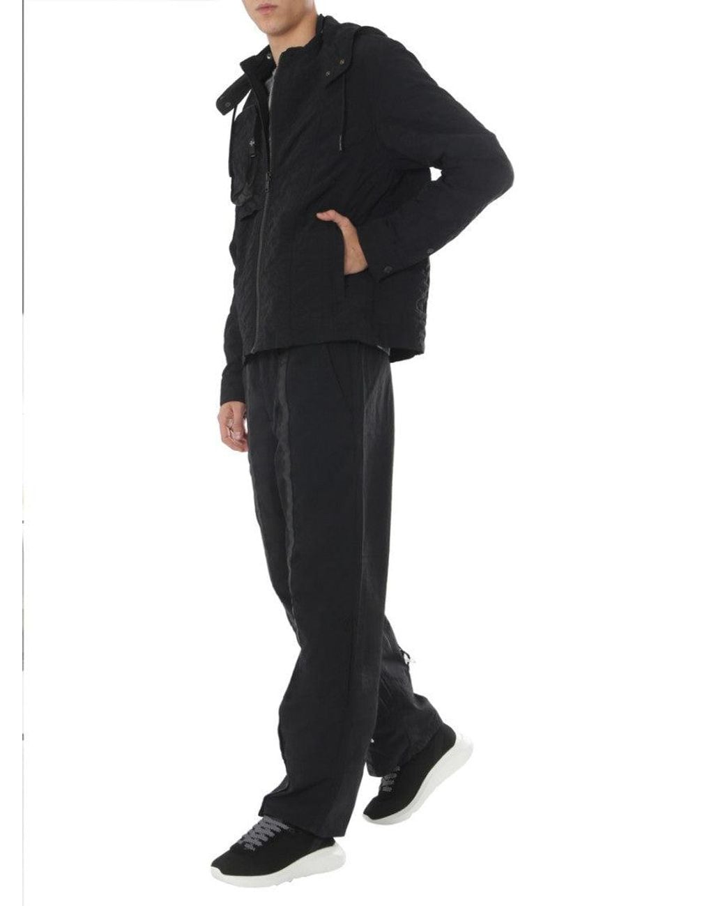 DIESEL Black Solid Hooded Jacket for men