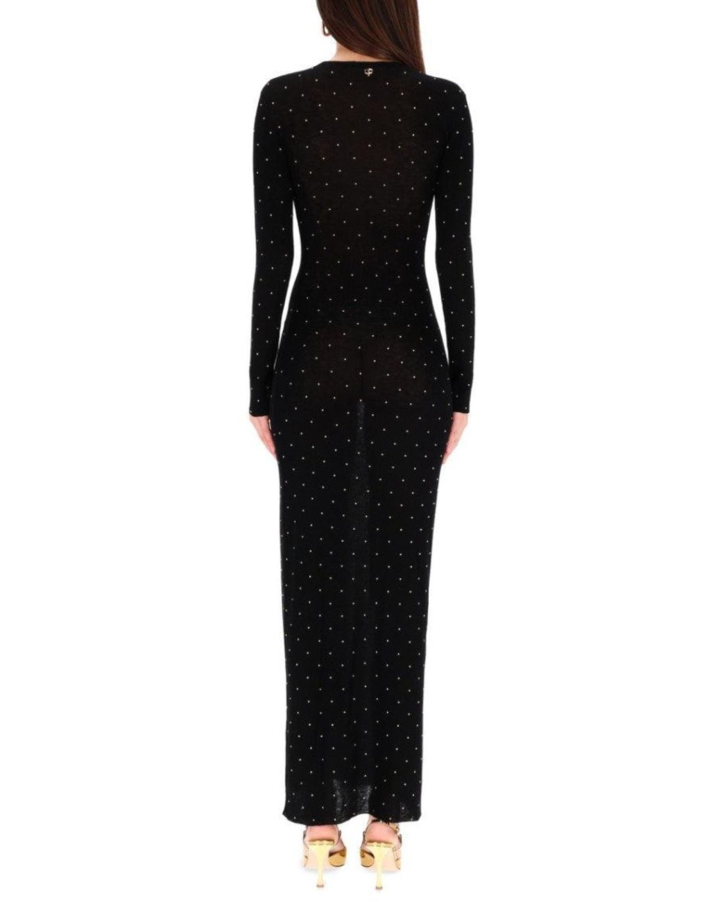Rabanne Black Embellished Round Neck Maxi Dress