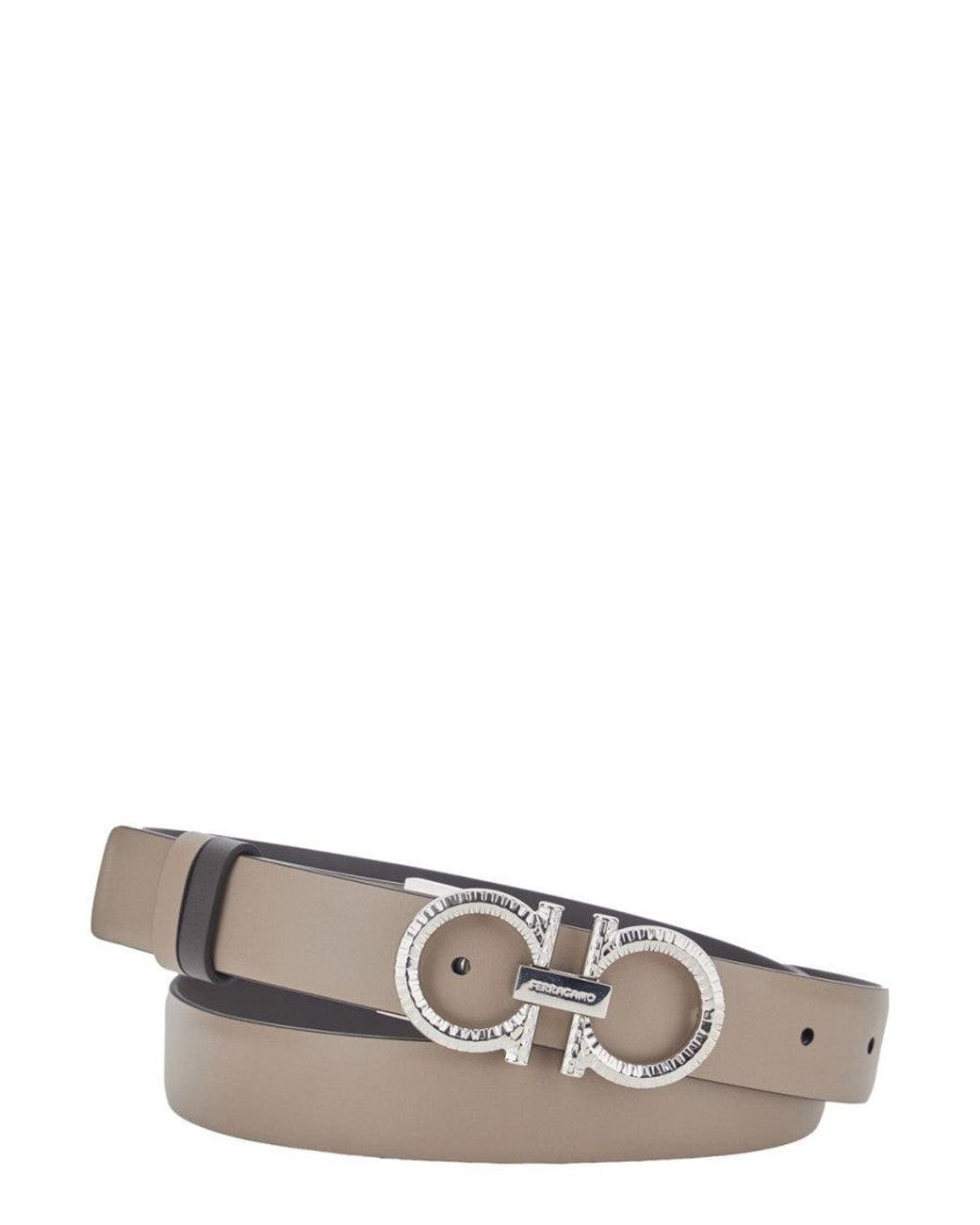 Ferragamo White Gancini Hook Bright Calf Leather Belt For