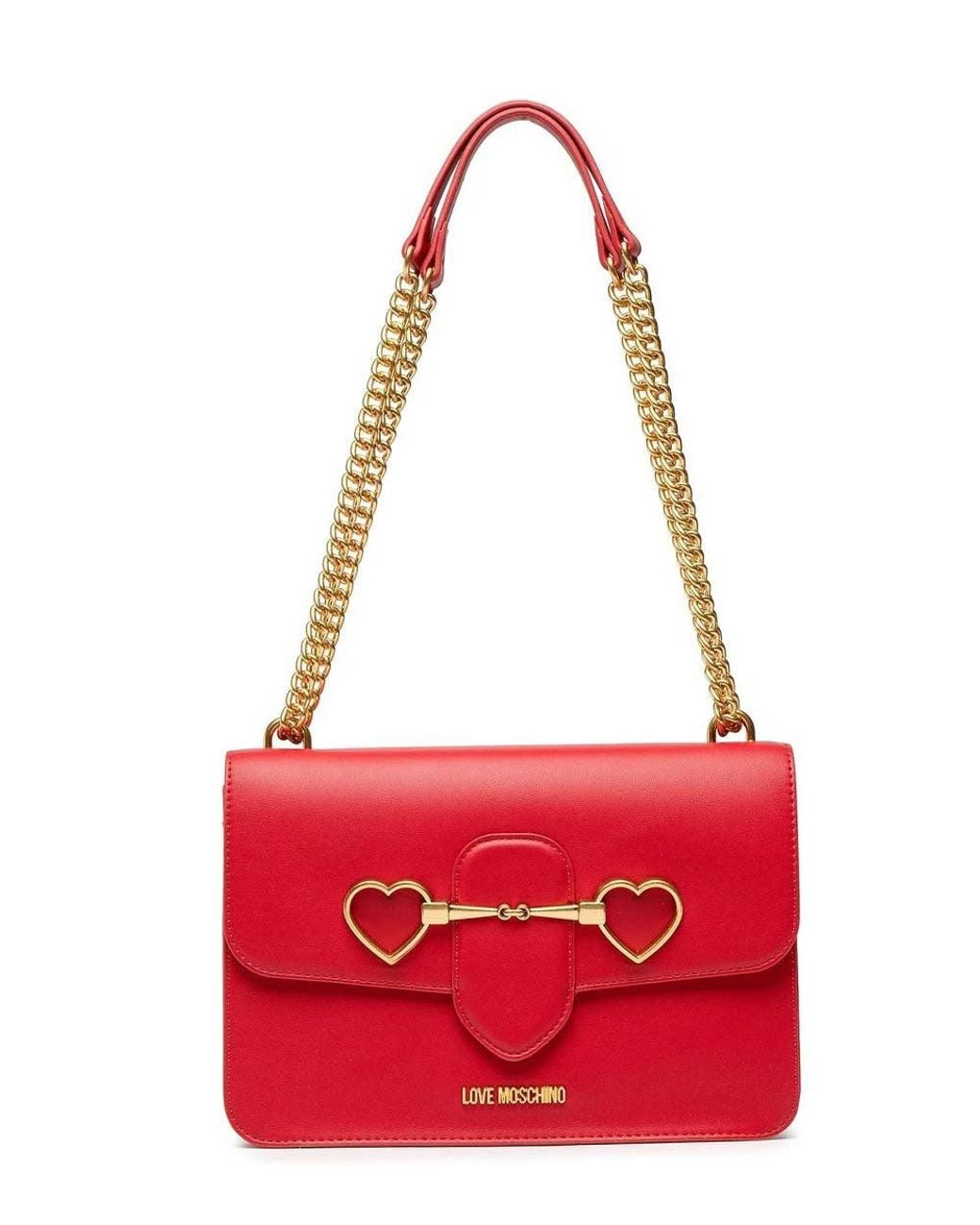 Love Moschino Red Clamp Medium Shoulder Bag