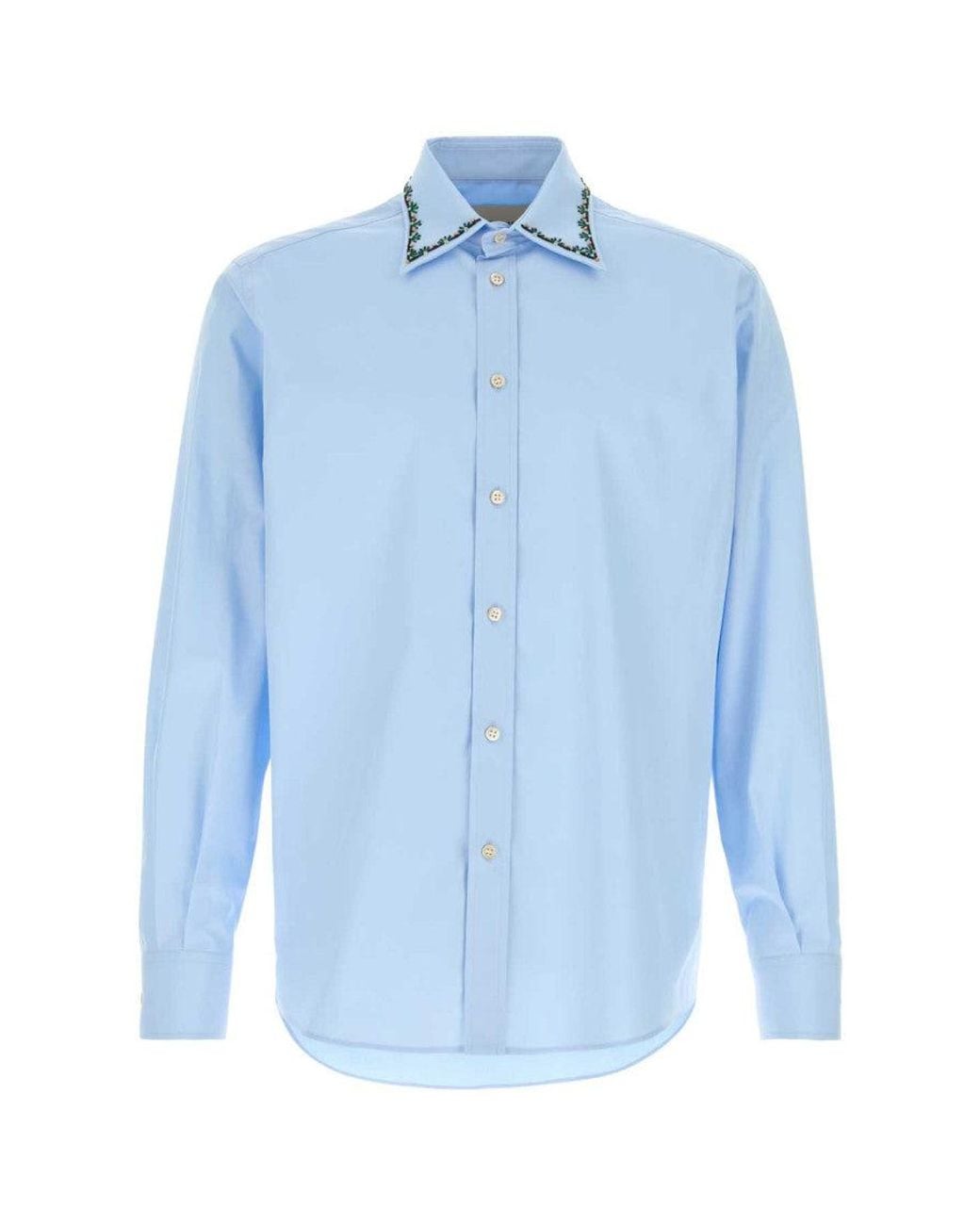 Valentino Blue Light Poplin Shirt for men