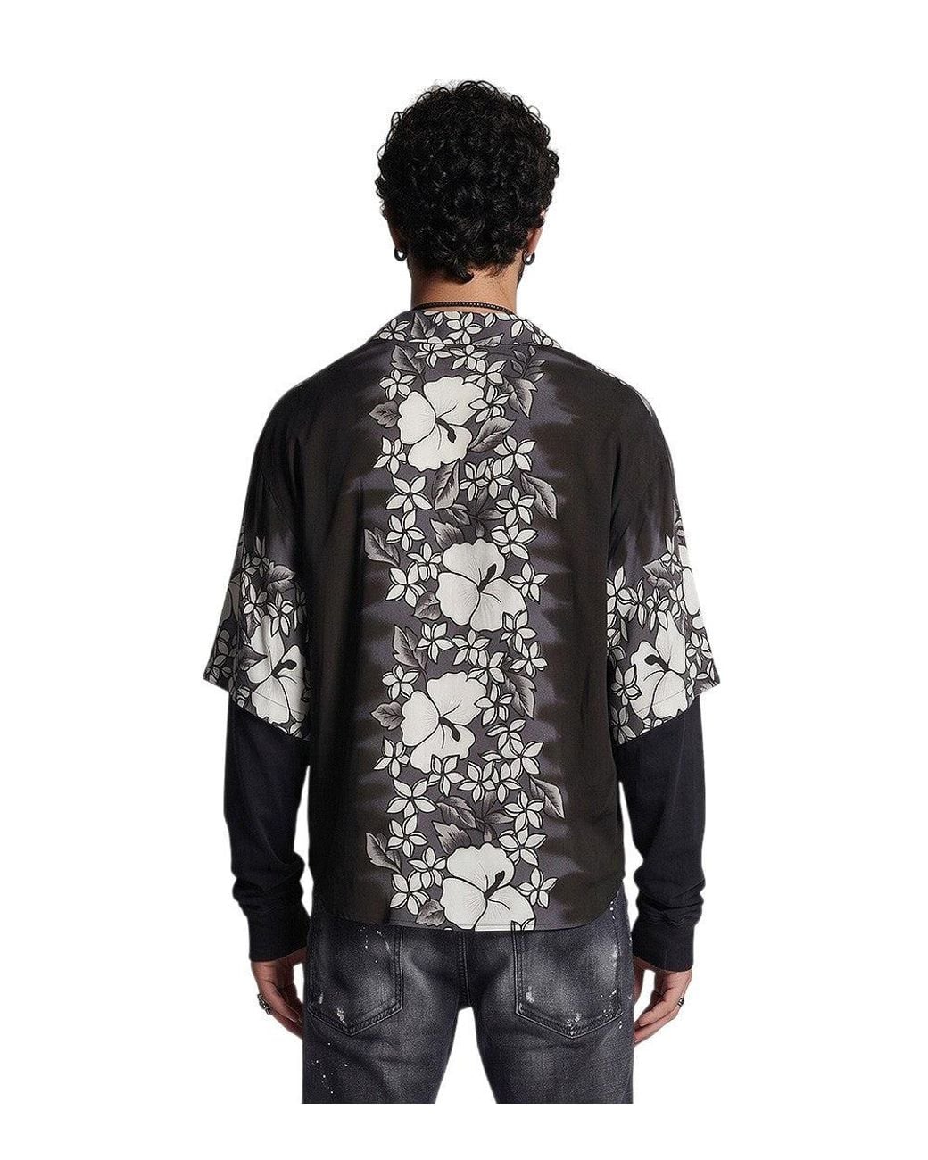 DSquared² Black Relaxed Floral Shirt for men