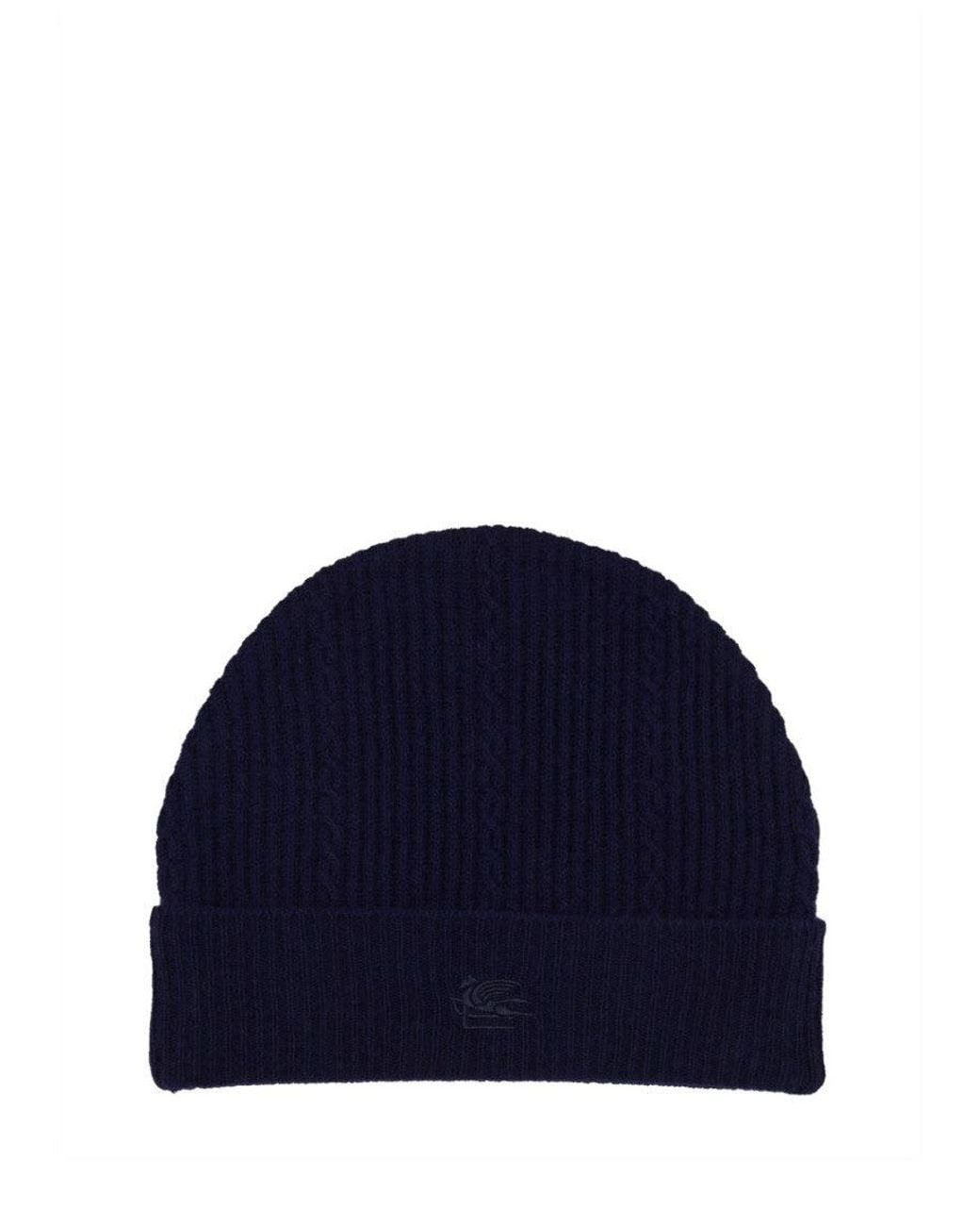 Etro Blue Logo Beanies Hat