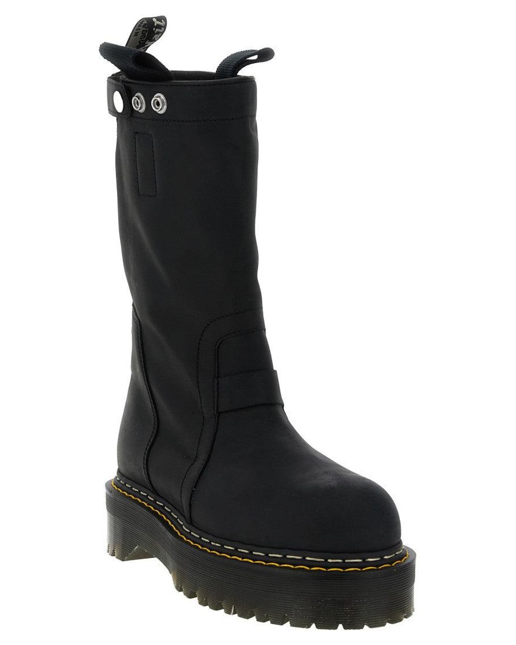 Rick Owens Black Leather Quad Boots