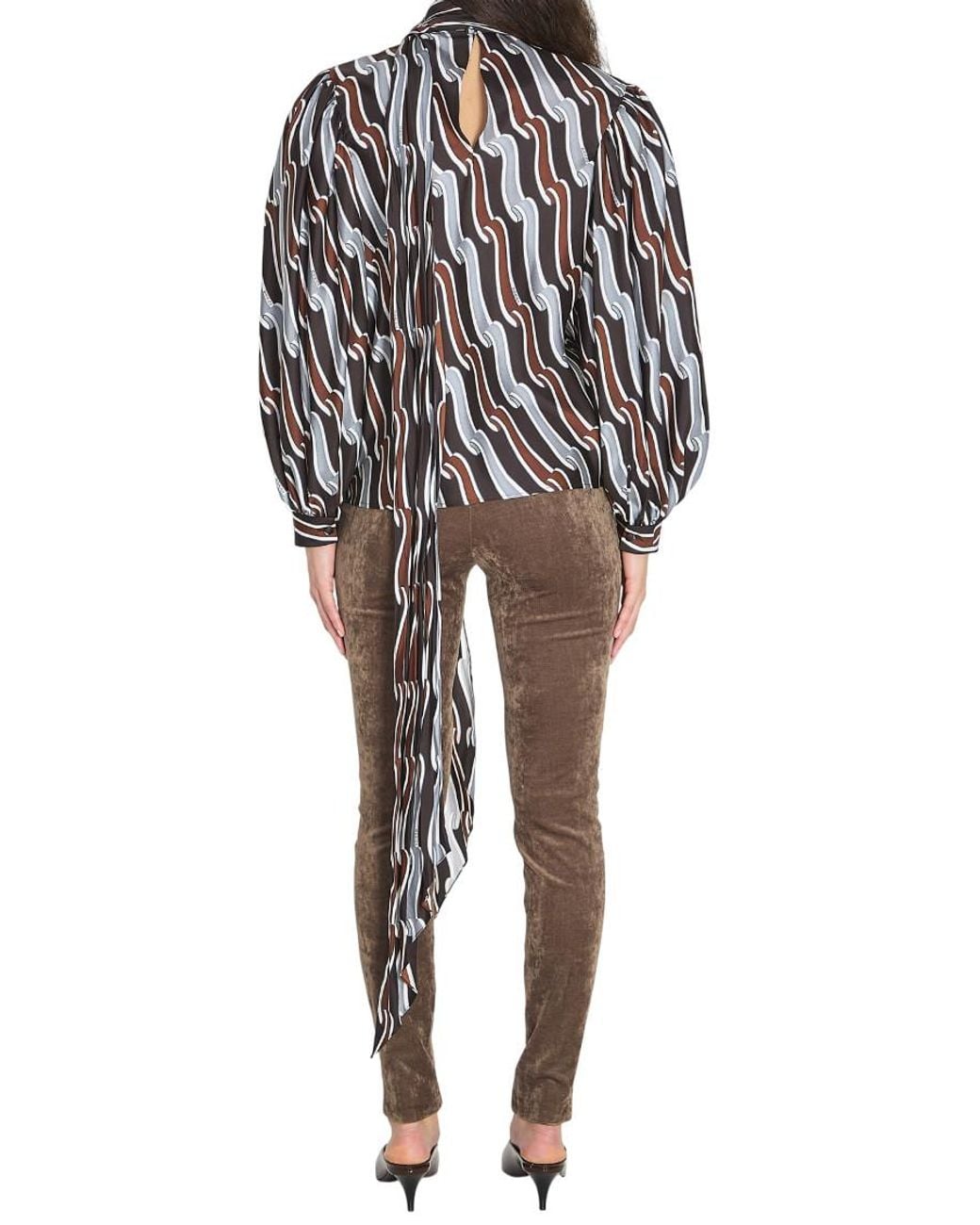 Gucci Black Printed Mandarin Collar Top