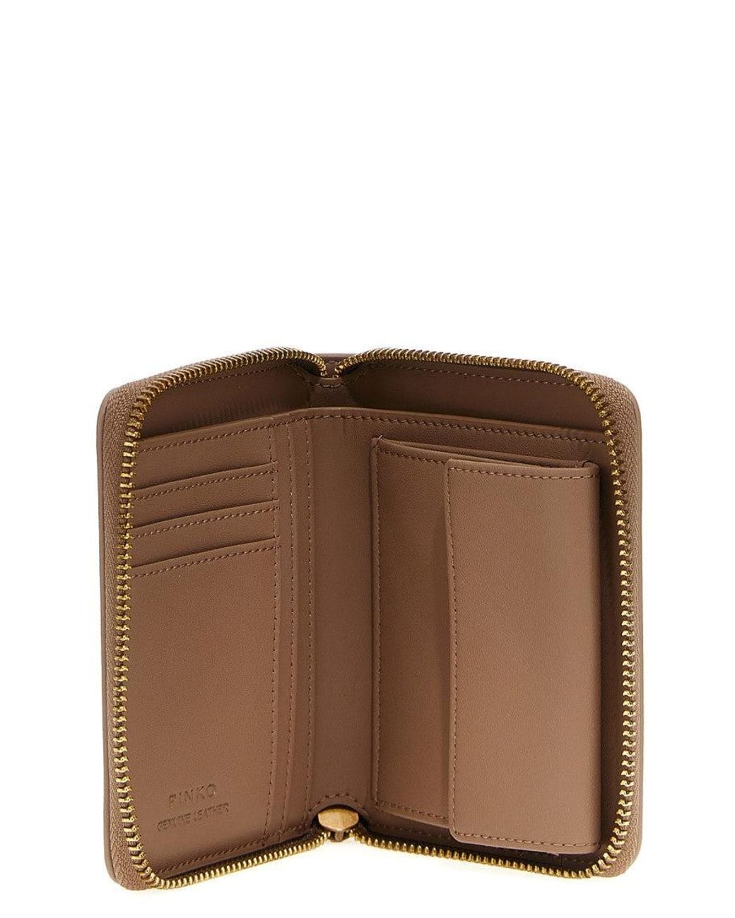 Pinko Brown Logo Zip Around Wallet