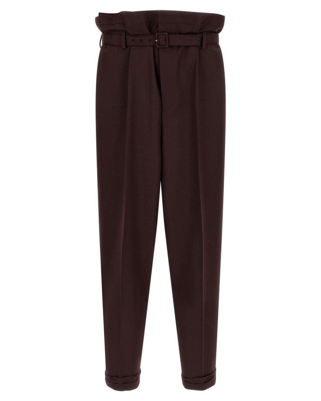 Saint Laurent Brown Dark Slim Pleated Pants for men