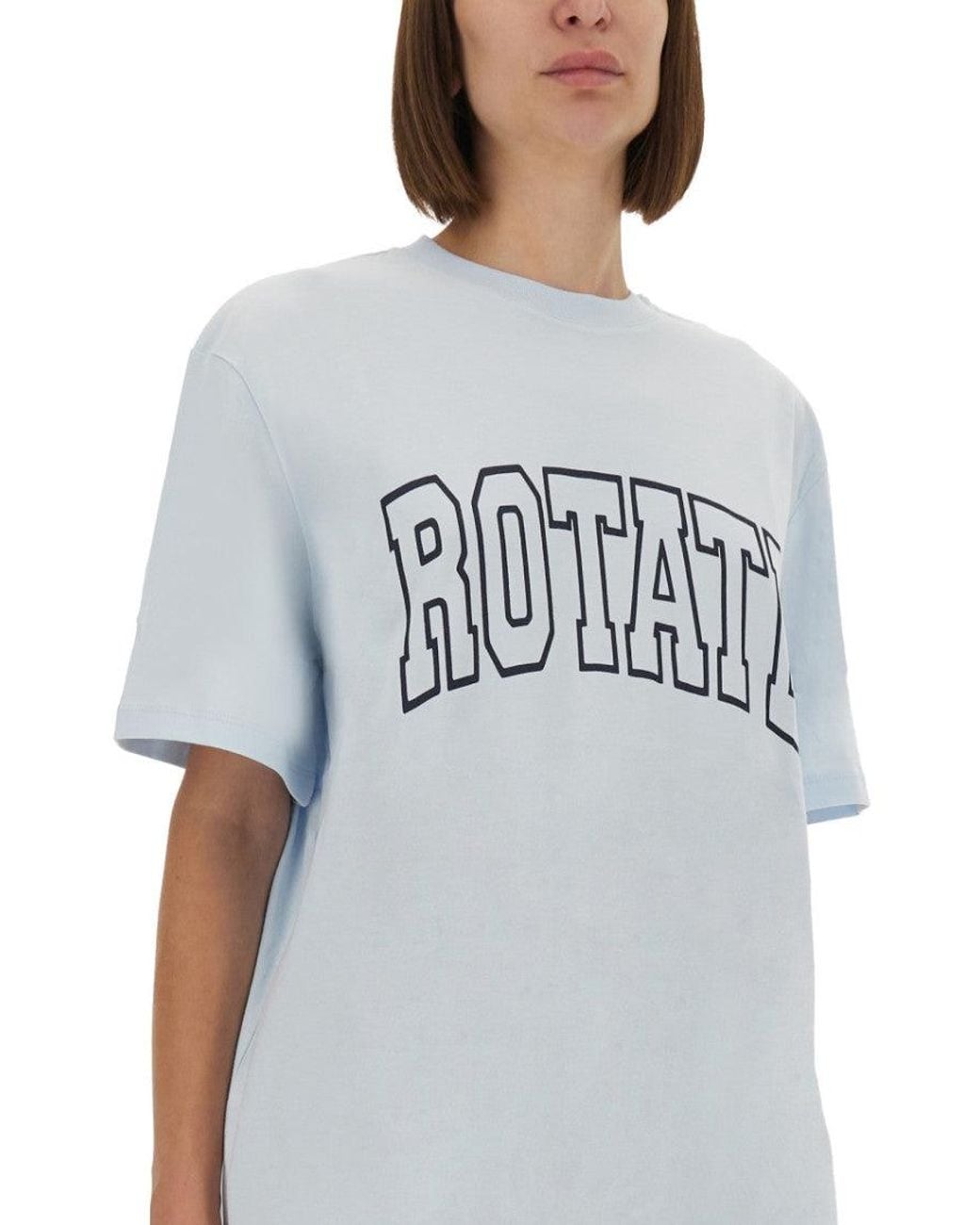 ROTATE BIRGER CHRISTENSEN Gray Light Logo Crew Neck T-Shirt
