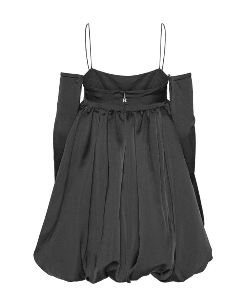 ROTATE BIRGER CHRISTENSEN Black Solid Square Neck Mini Dress